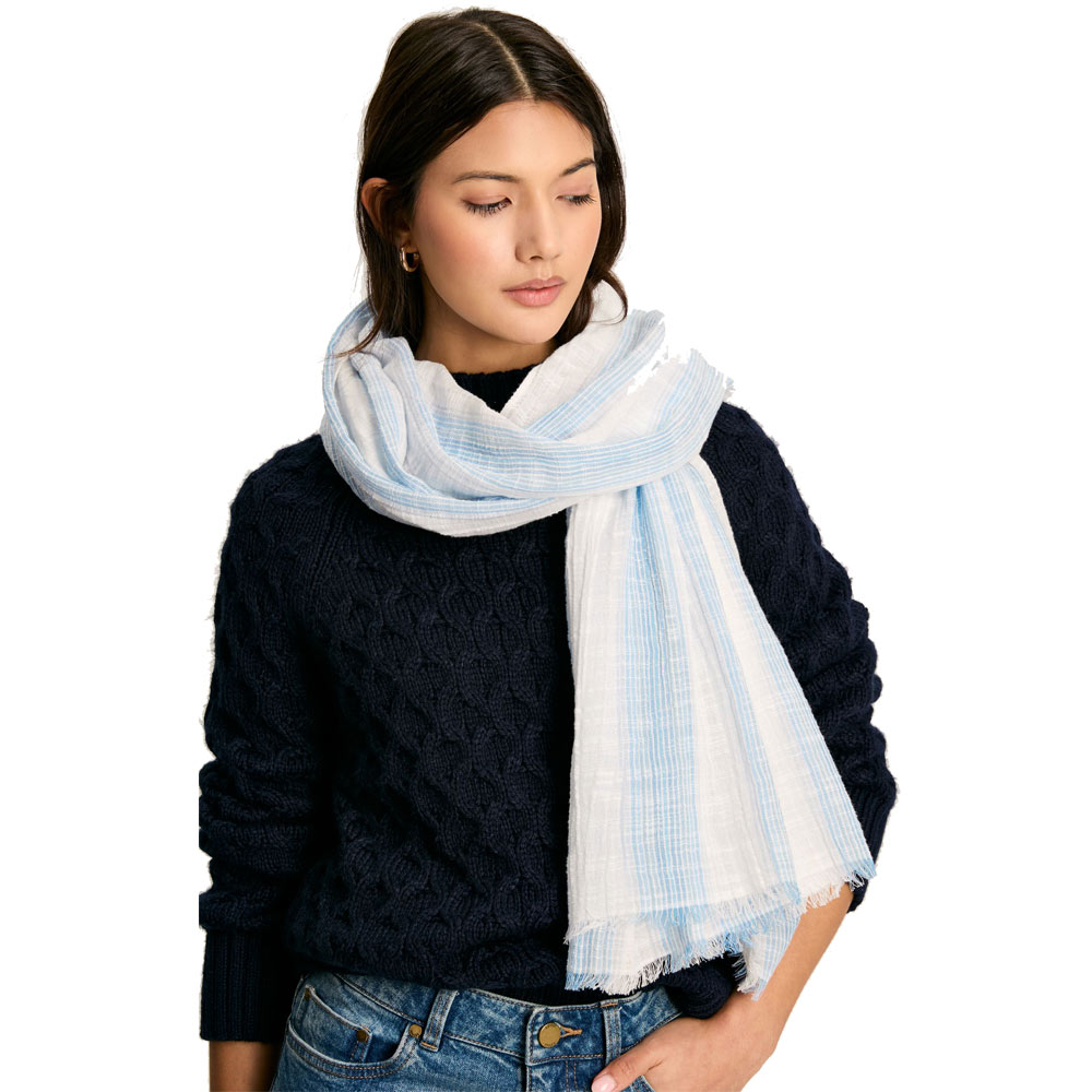 Joules Womens Orla Cotton Scarf - Blue - One Size