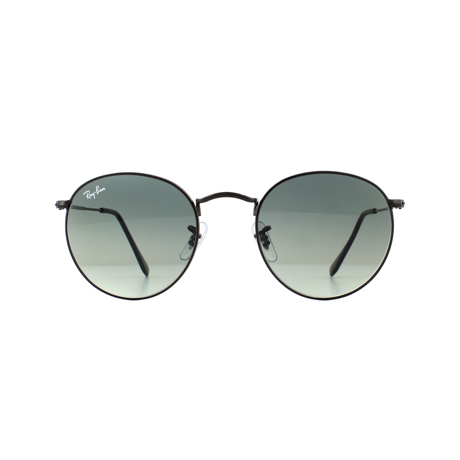 Ray-Ban Unisex Sunglasses Round Flat Lenses 3447N 002/71 Black Grey Gradient 50mm Metal - One Size