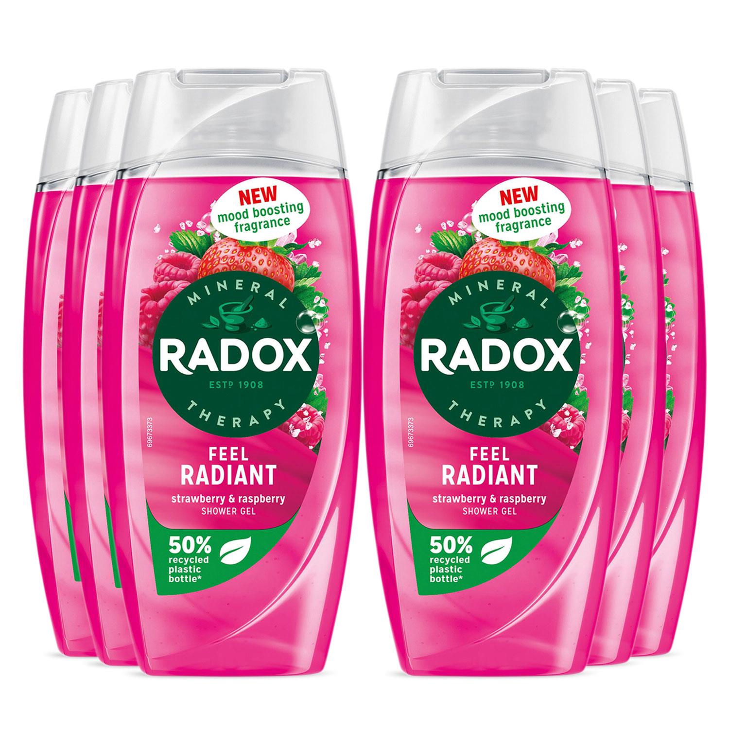 Radox Unisex Feel Radiant Shower Gel with Strawberry and Raspberry Fragrance 225ml, 6pk - NA - One Size