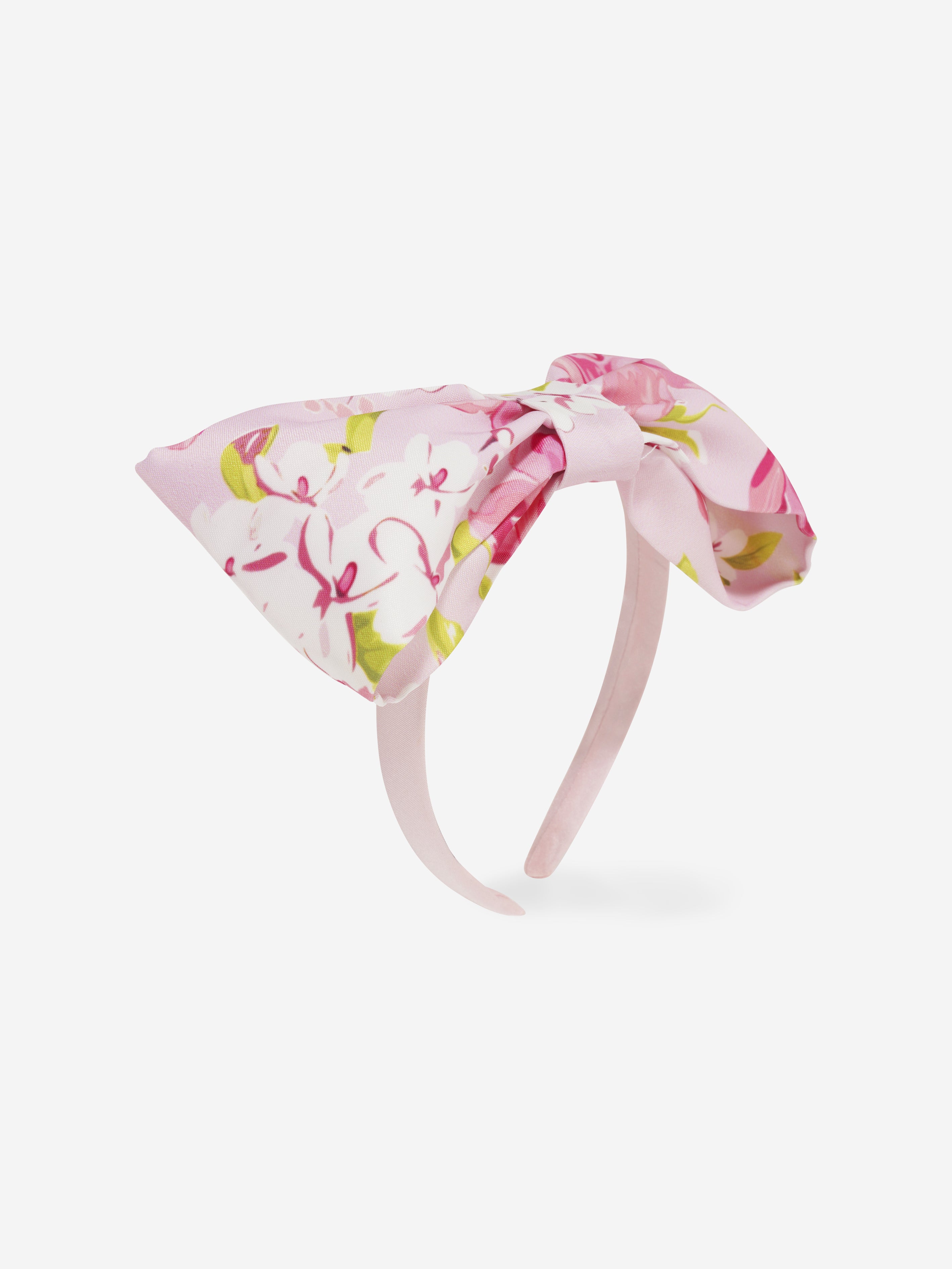 Mama Luma Girls Floral Bow Headband in Pink - One Size