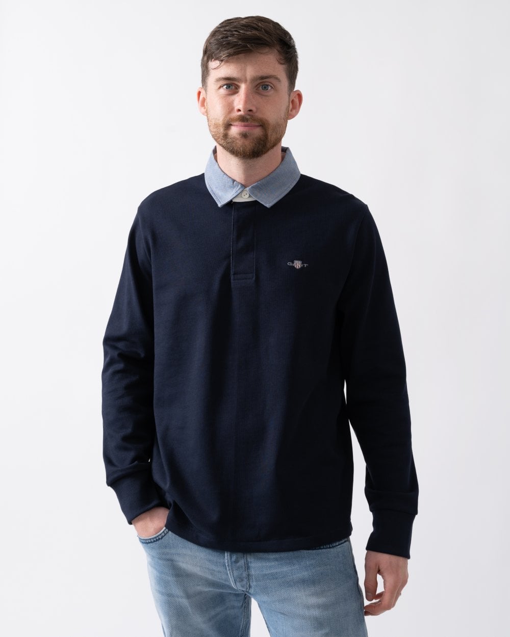 Gant Mens Regular Fit Chambray Heavy Rugger - Dark Blue - Size 3XL