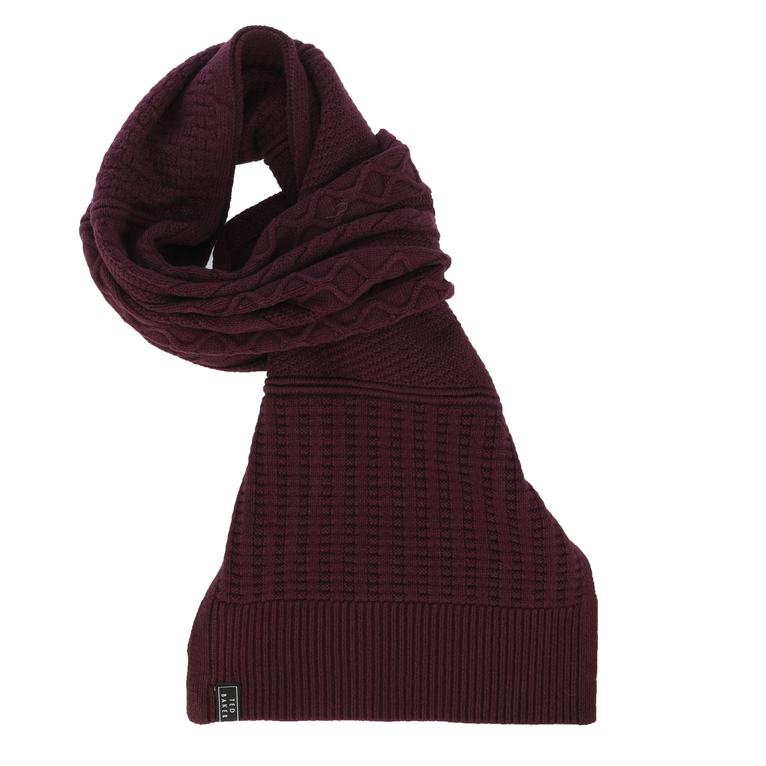 Ted Baker Mens Accessories Varsf Knitted Scarf in Purple Cotton - One Size