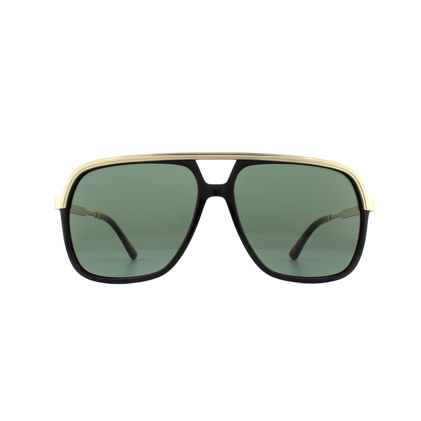 Gucci Mens Sunglasses GG0200S 001 Black and Gold Green Metal - One Size