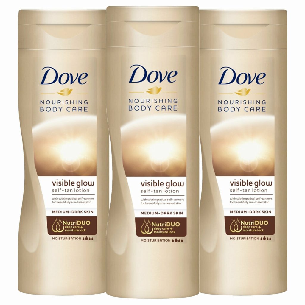 Dove Unisex Visible Glow Self-Tan Lotion Nourishing Care For Medium-Dark Skin, 3x400ml - One Size