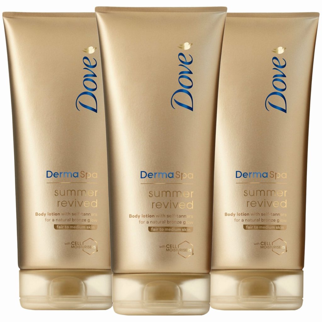 Dove Unisex Dermaspa Summer Revived Gradual Self Tan Body Lotion Fair To Medium 3 x 200ml - Cream - One Size