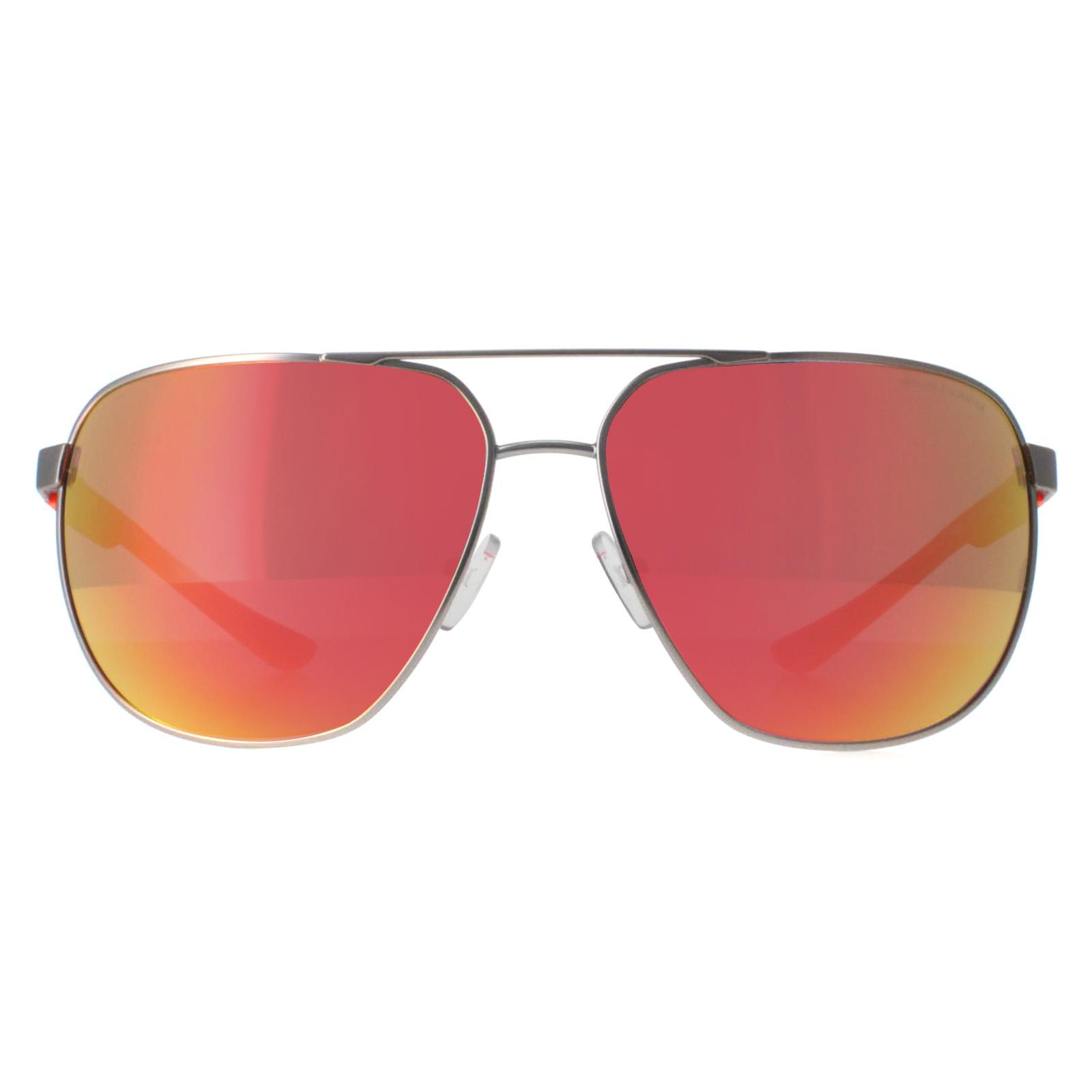 Armani Exchange Aviator Mens Silver Orange Mirror AX2047S Metal - One Size