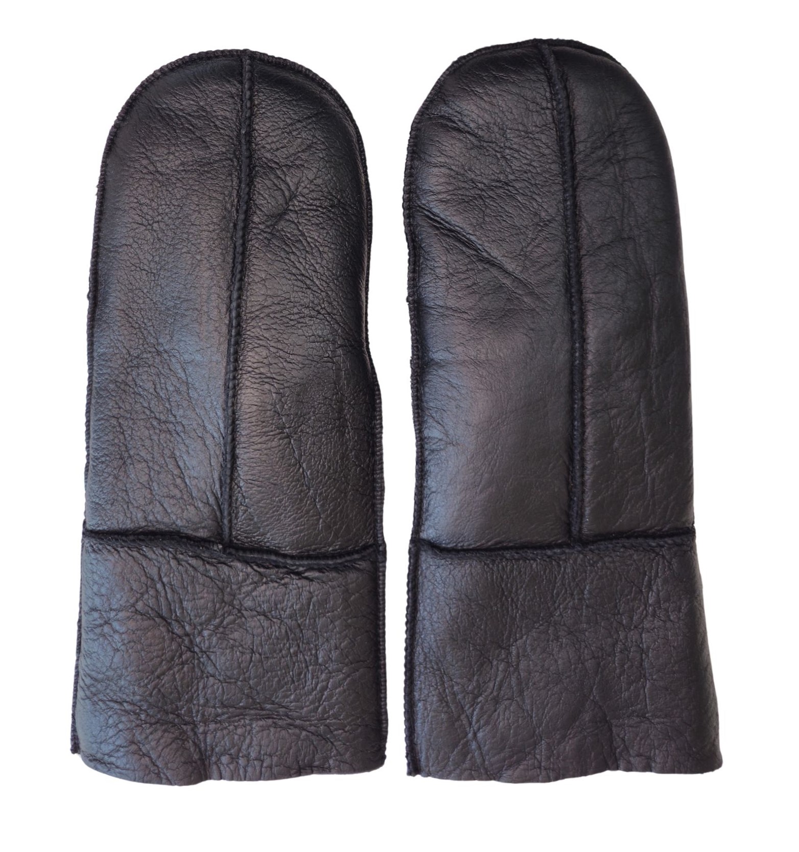 Infinity Leather Unisex Womens Black Genuine Real Sheepskin Mittens Warm Gloves - Size X-Large