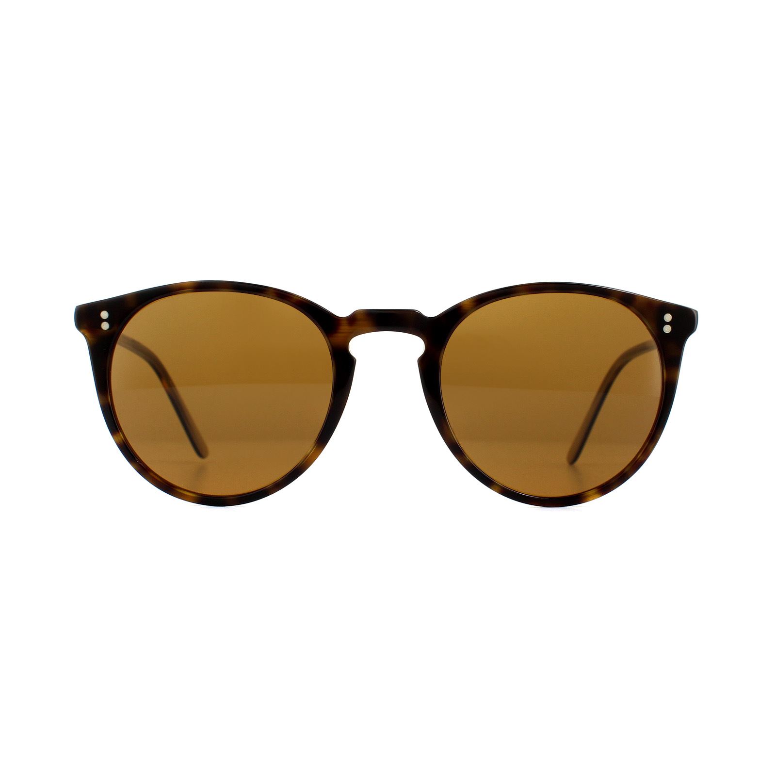 Oliver Peoples Round Mens Horn Brown Sunglasses - One Size