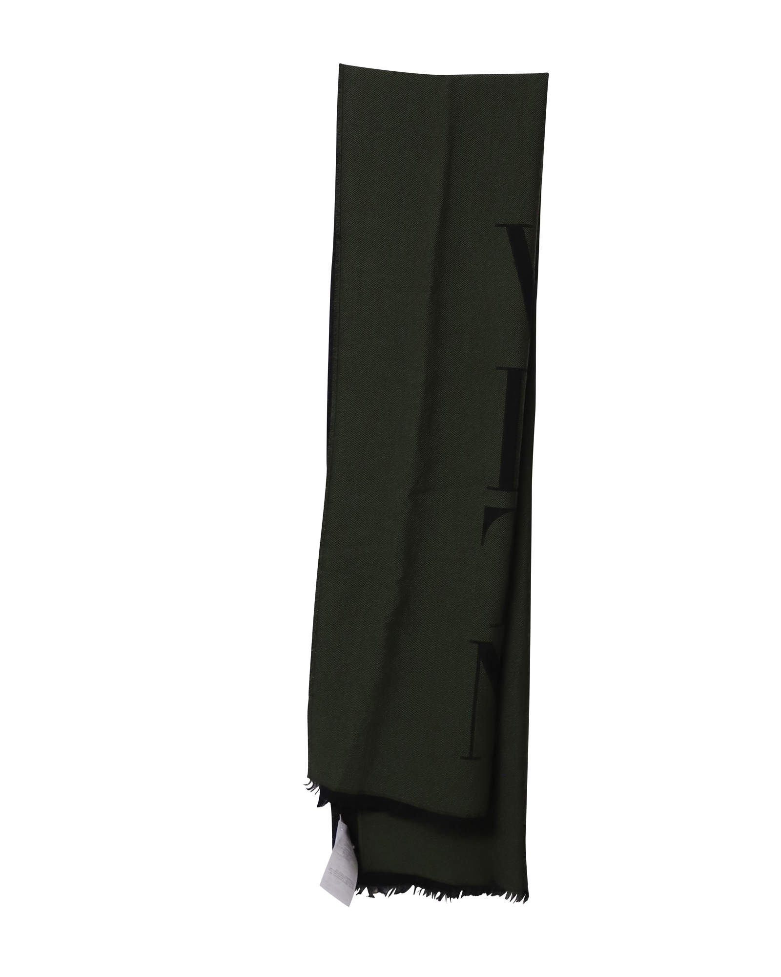 Valentino Garavani Mens Logo Scarf in Army Green Wool Wool (archived) - One Size