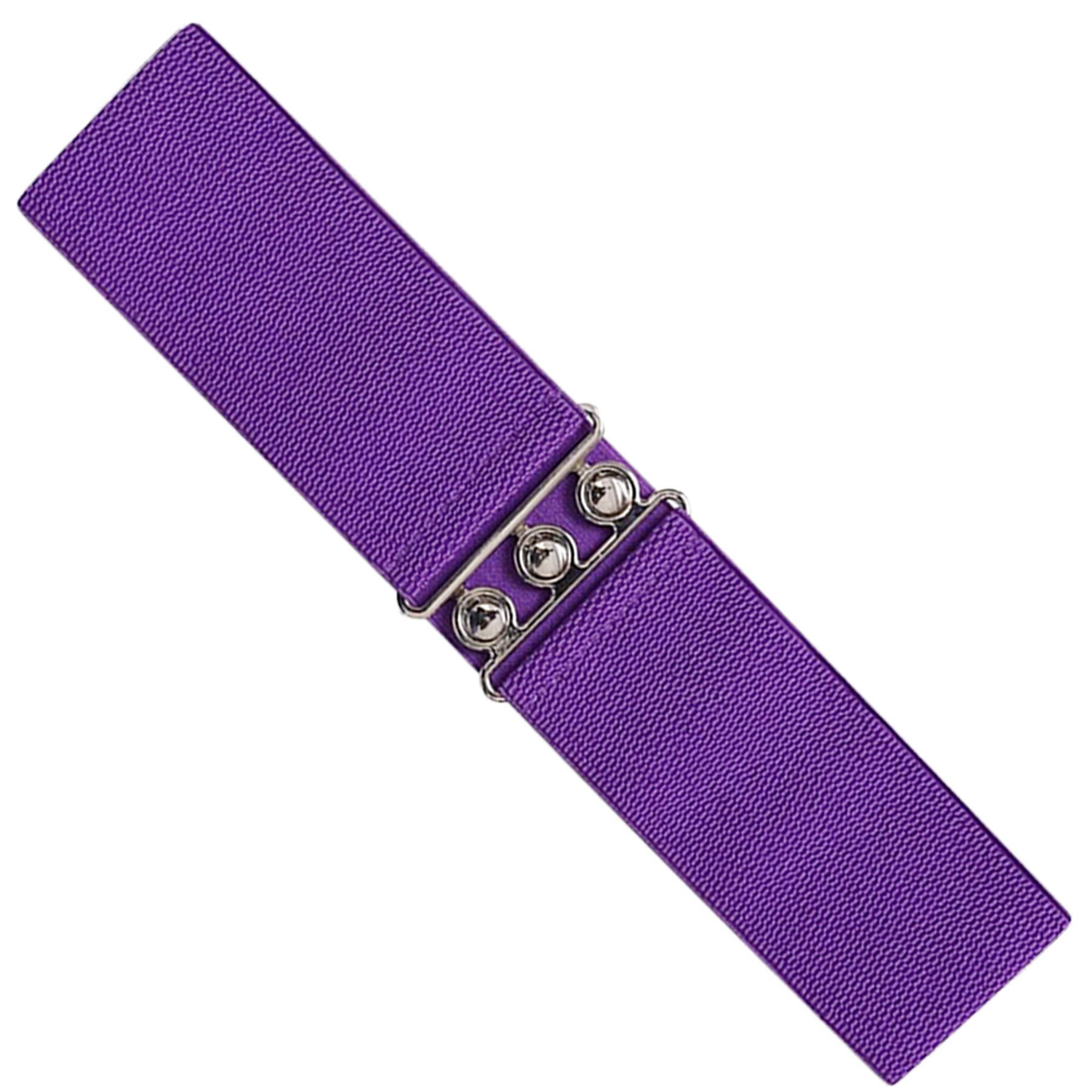 Enzo Womens Elasticated Belt - Purple - Size Large