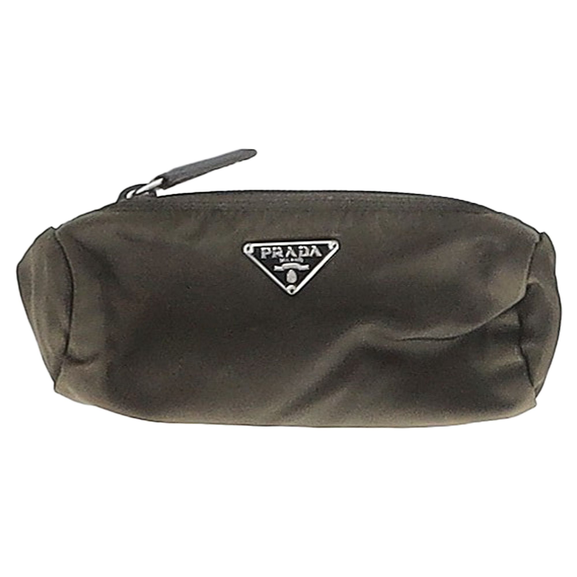 Prada Pre-owned Womens Re-Nylon Triangle-Logo Pouch in Olive Green Nylon - One Size