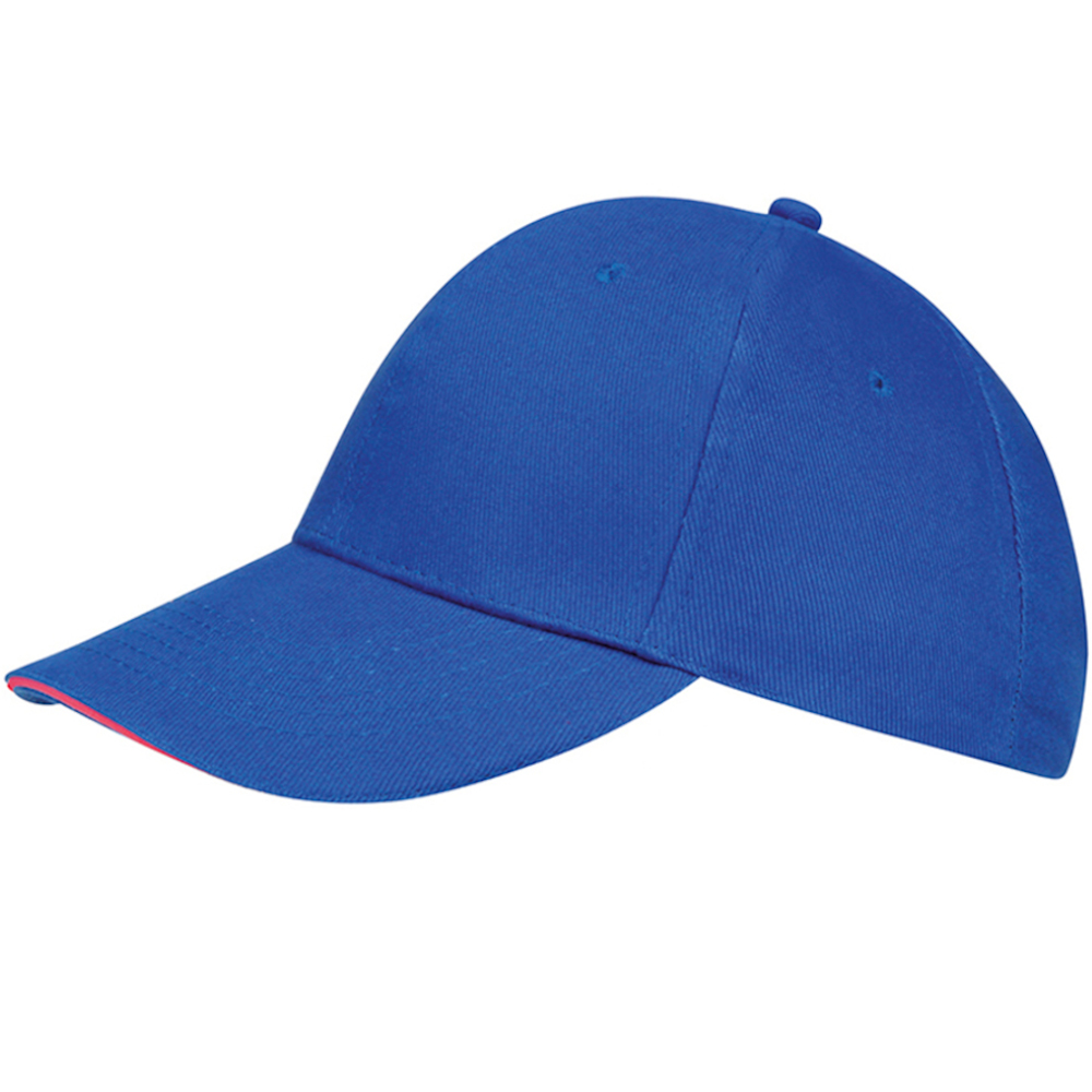 SOLS Unisex Buffalo 6 Panel Baseball Cap (Royal Blue/Neon Coral) material_cotton - One Size