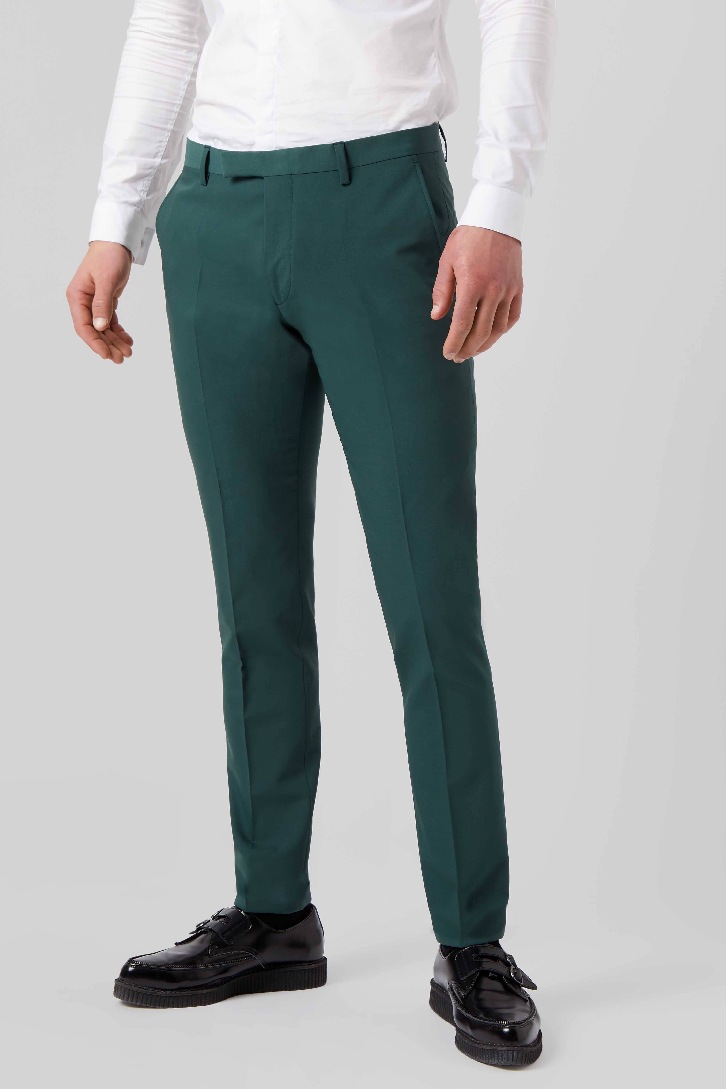 Twisted Tailor Mens Buscot Slim Fit Forest Green Trousers - Size 30R