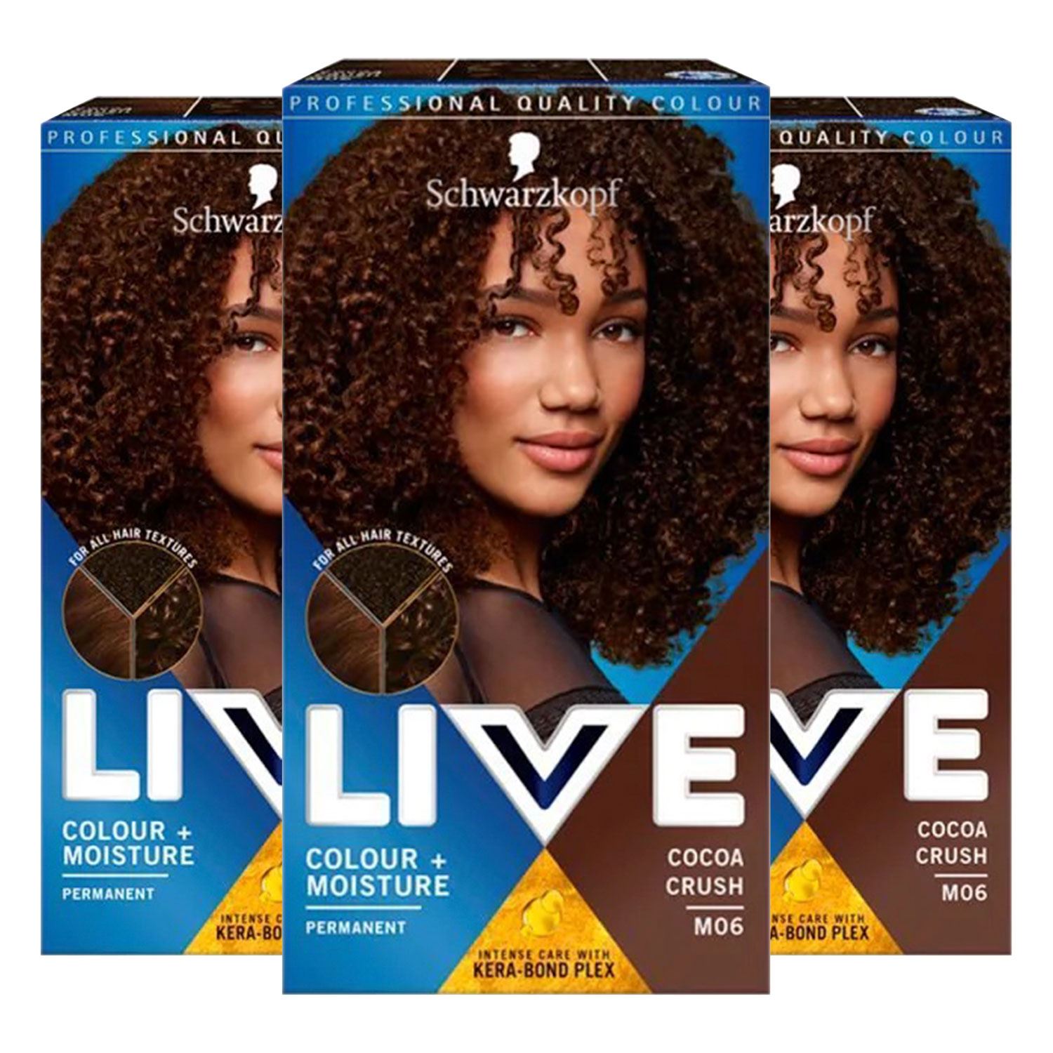 Schwarzkopf Womens 3x Live Colour+Moisture Permanent Colour Hair Dye, M06 Cocoa Crush - Brown - One Size