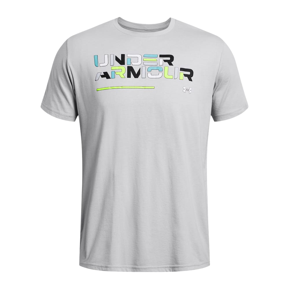 Under Armour Mens ColorBig Logoock Wordmark T-Shirt in Grey material_polycotton - Size Medium