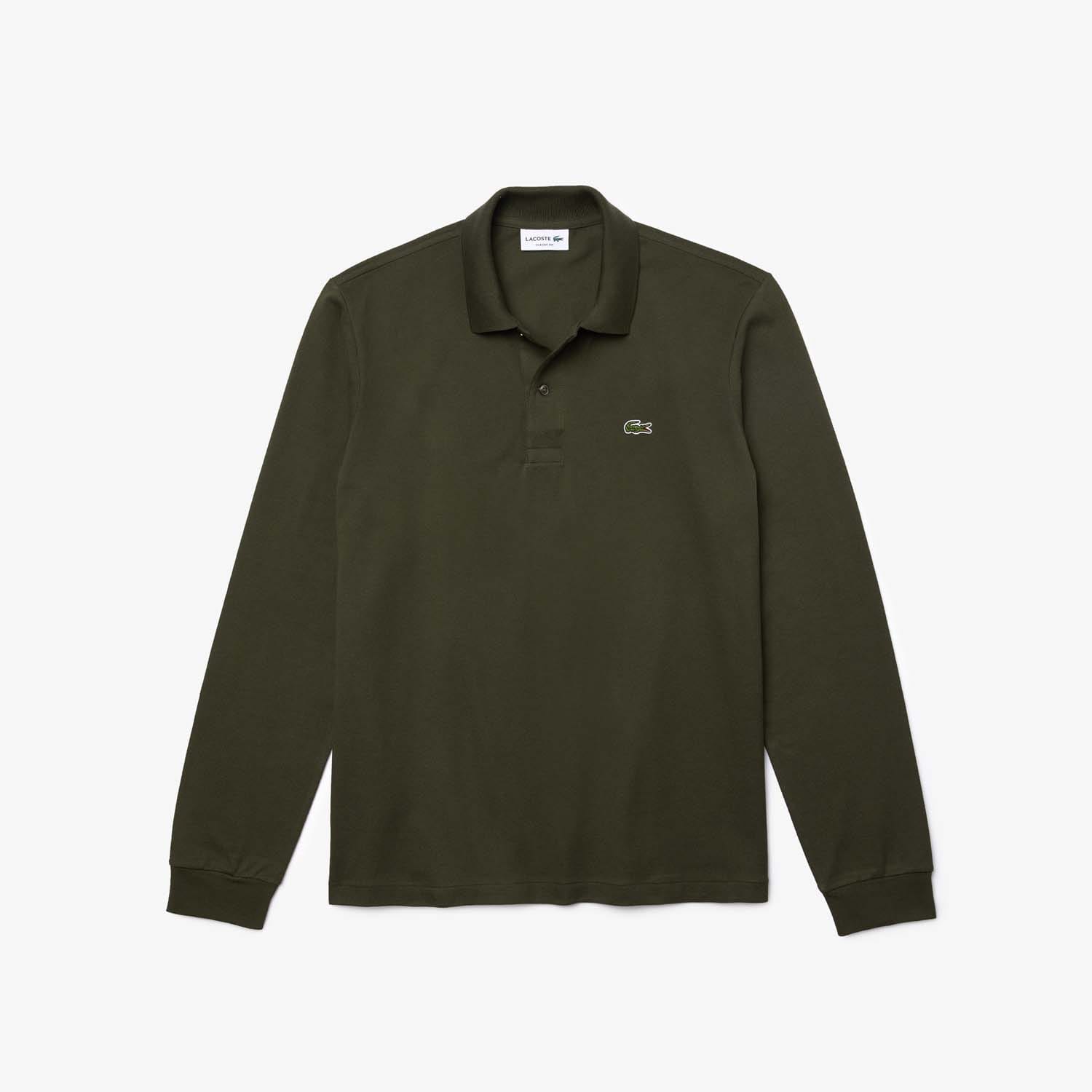 Lacoste Mens Classic Fit Long Sleeve L.12.12 Polo Shirt in Khaki material_cotton - Size X-Small