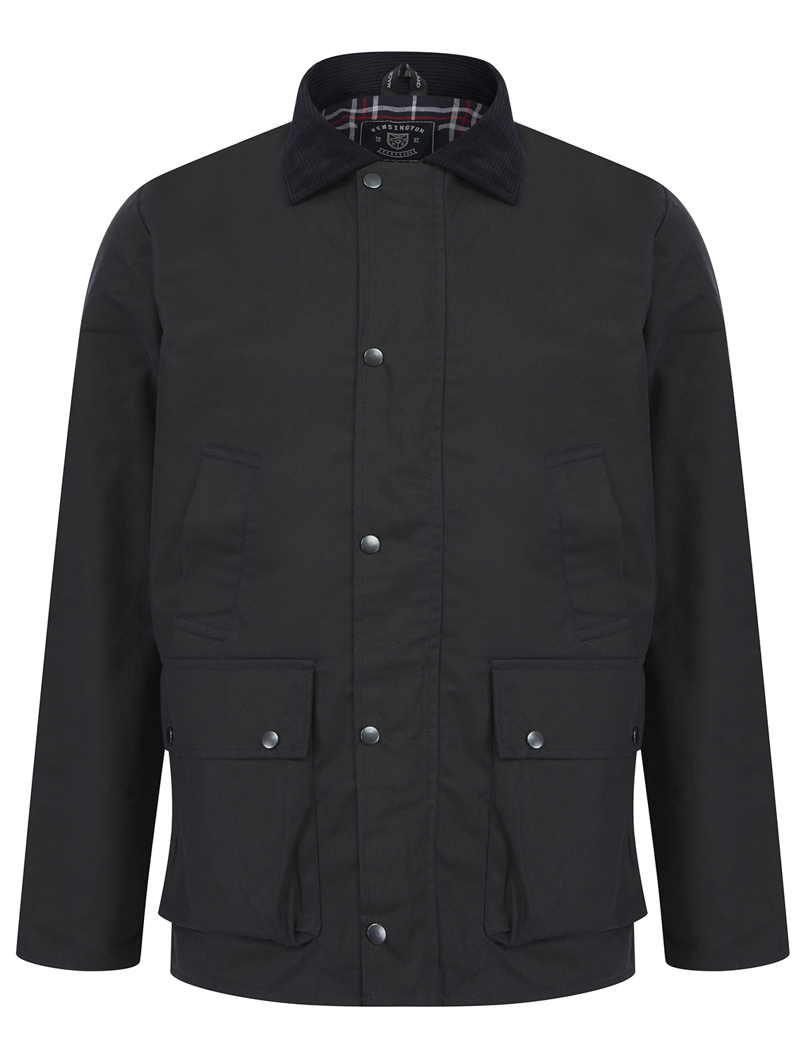 Kensington Eastside Mens Navy Cotton Wax Jacket With Corduroy Collar - Size X-Large