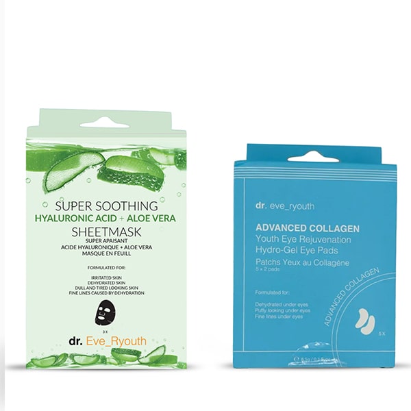 Dr. Eve_Ryouth Unisex Hyaluronic acid Aloe Vera sheet Mask + Hydro-gel Eye Pads - NA - One Size