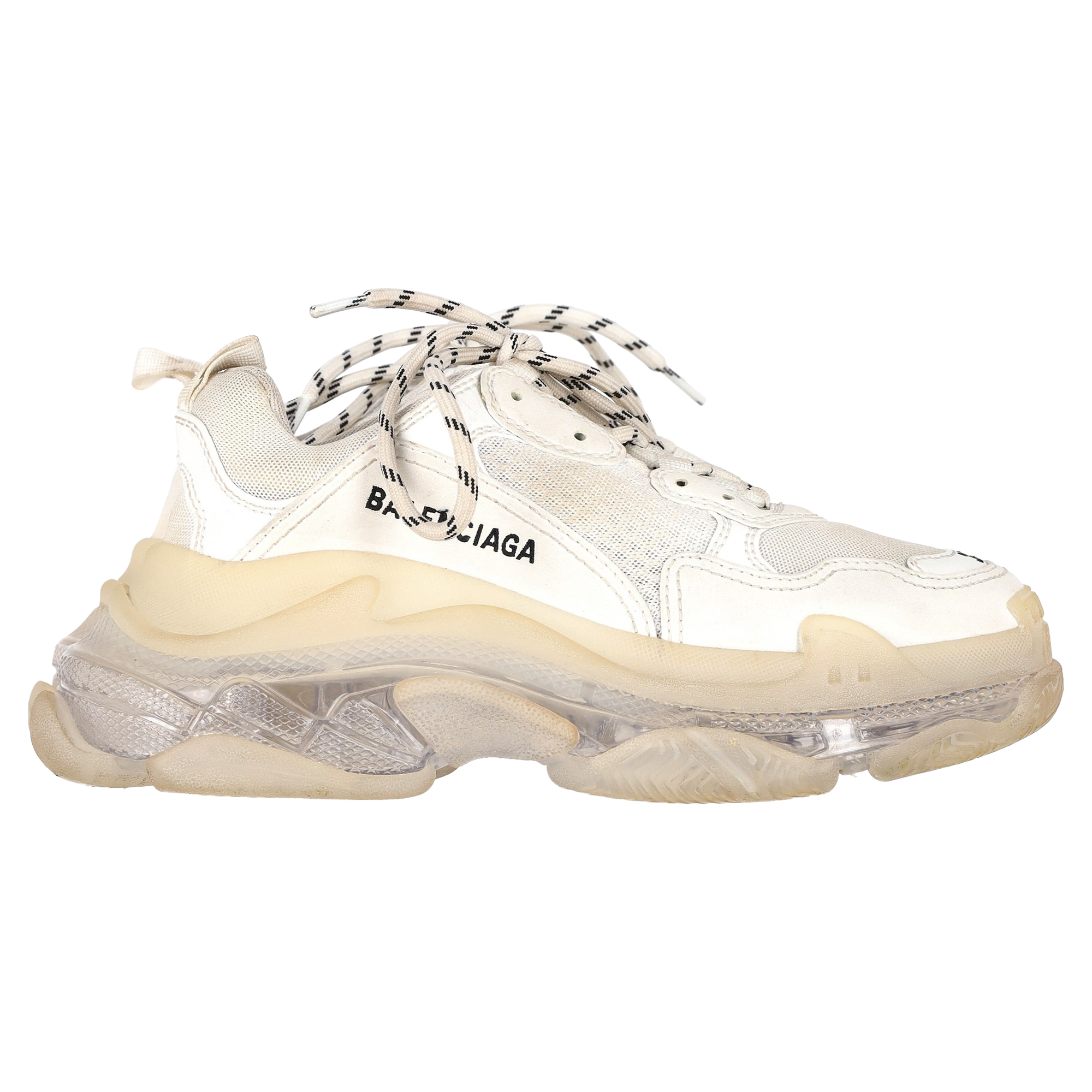 Balenciaga Pre-owned Womens Clear Sole Triple S Sneakers in White material_polyester - Size EU 37