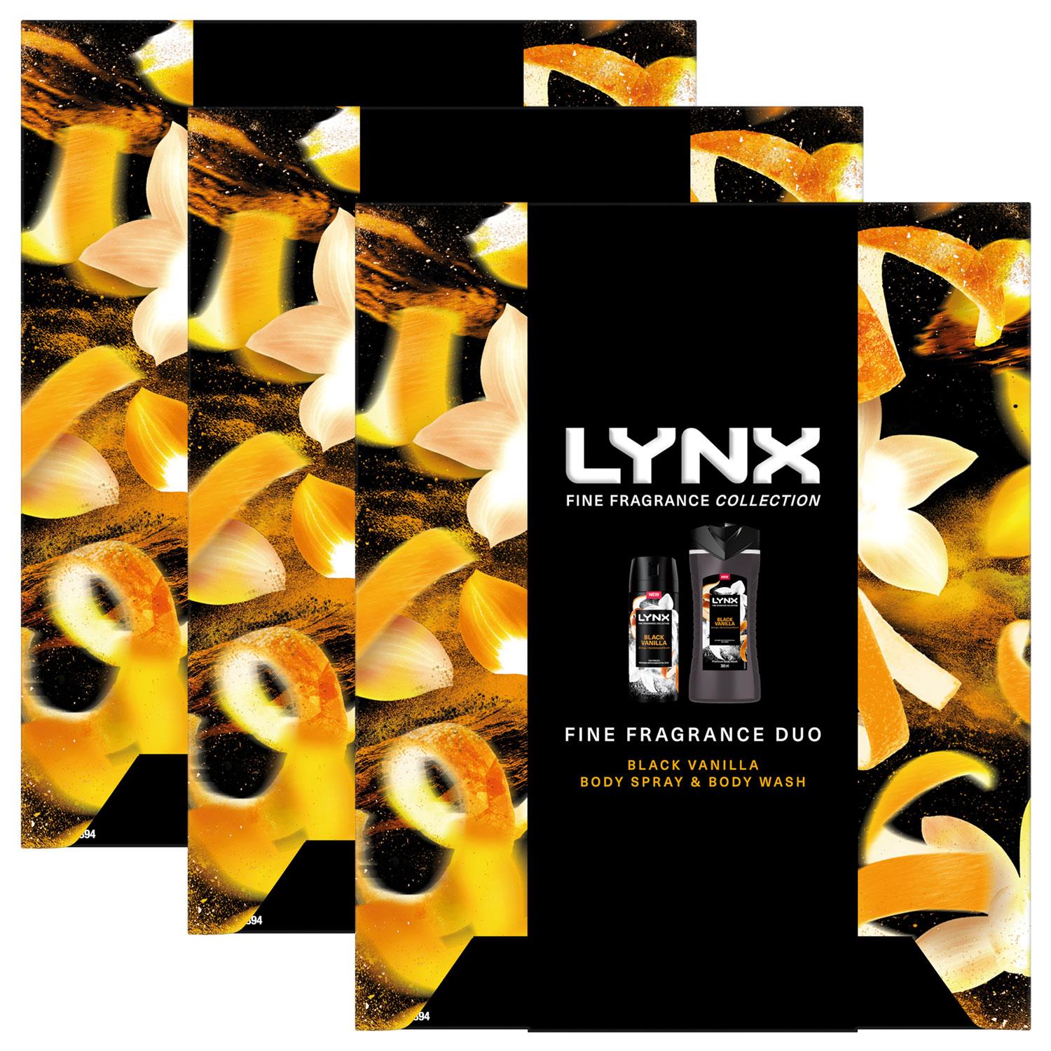 Lynx Mens Fine Fragrance Duo Black Vanilla Gift Set for Him, 3pk - One Size