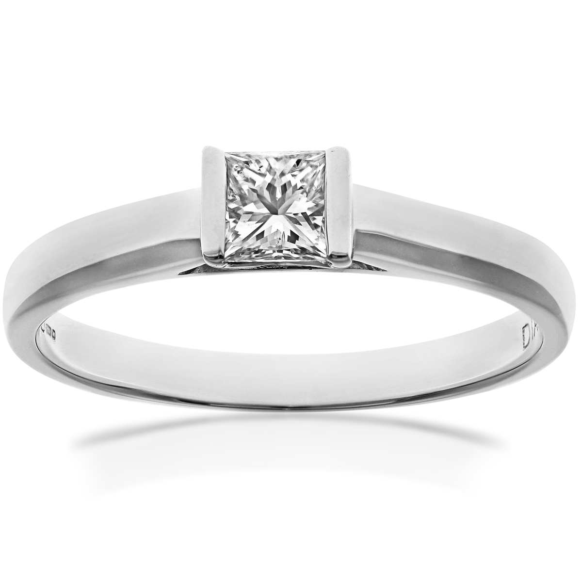 Diamant L'Eternel Womens 18ct White Gold 0.25ct Princess Cut Certified Diamond Solitare Ring - Size J