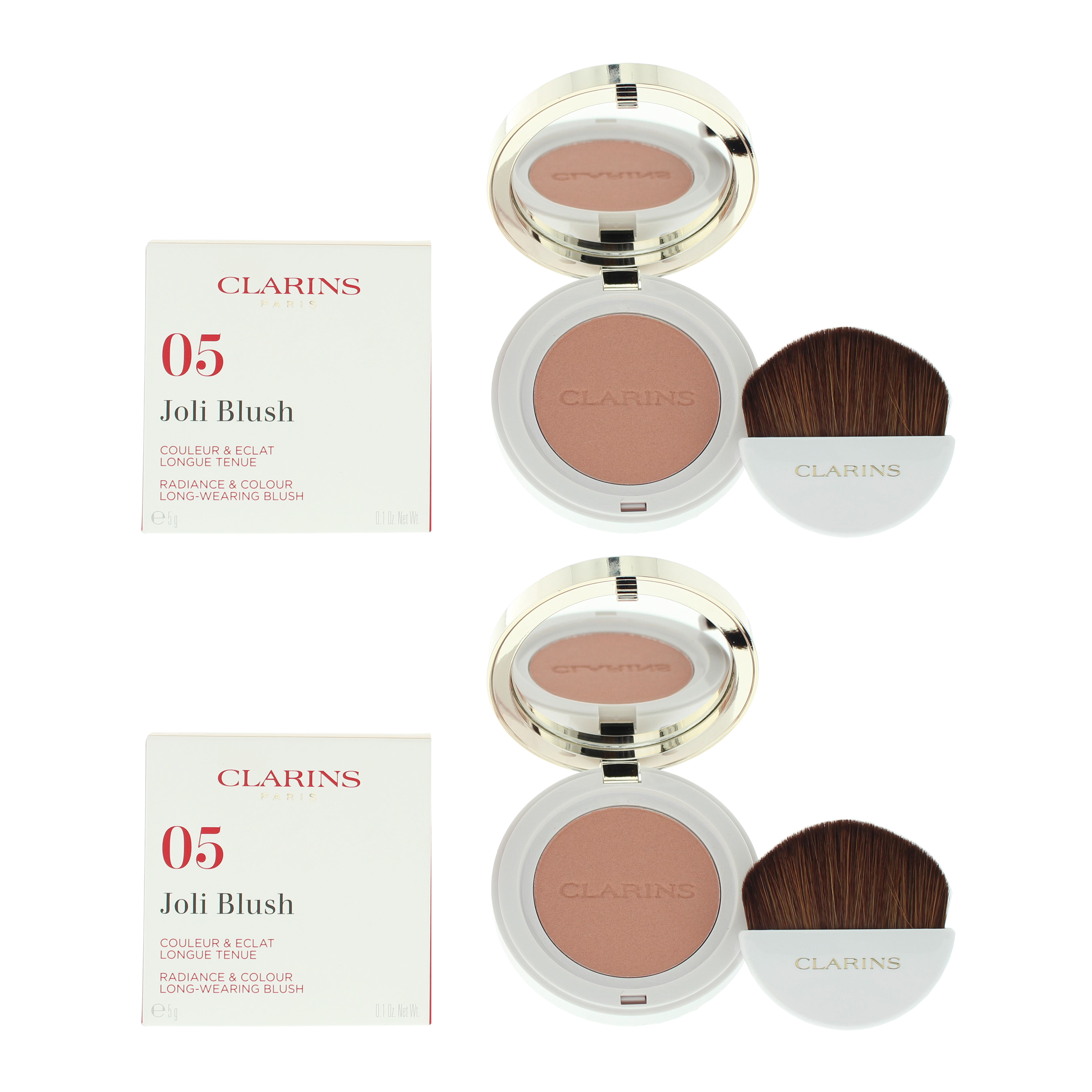 Clarins Womens Joli Blush Radiance & Colour Blusher 5g - 05 Cheeky Boum x 2 - NA - One Size