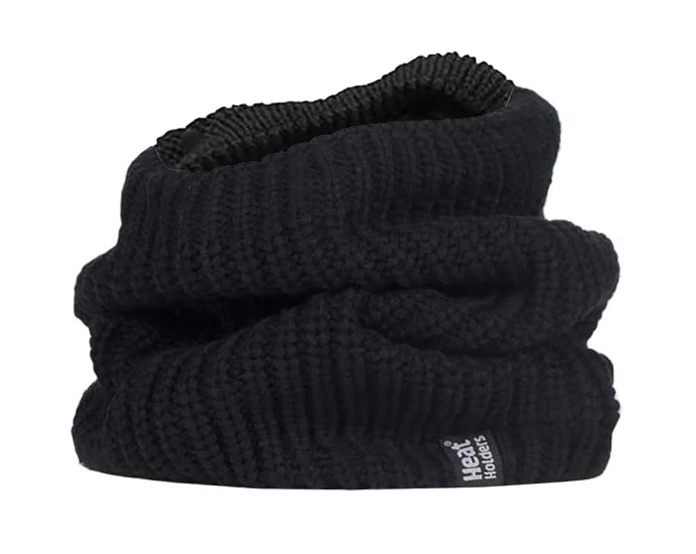 Heat Holders - Mens Fleece Lined Chunky Knit Thermal Neck Warmer - Black - One Size