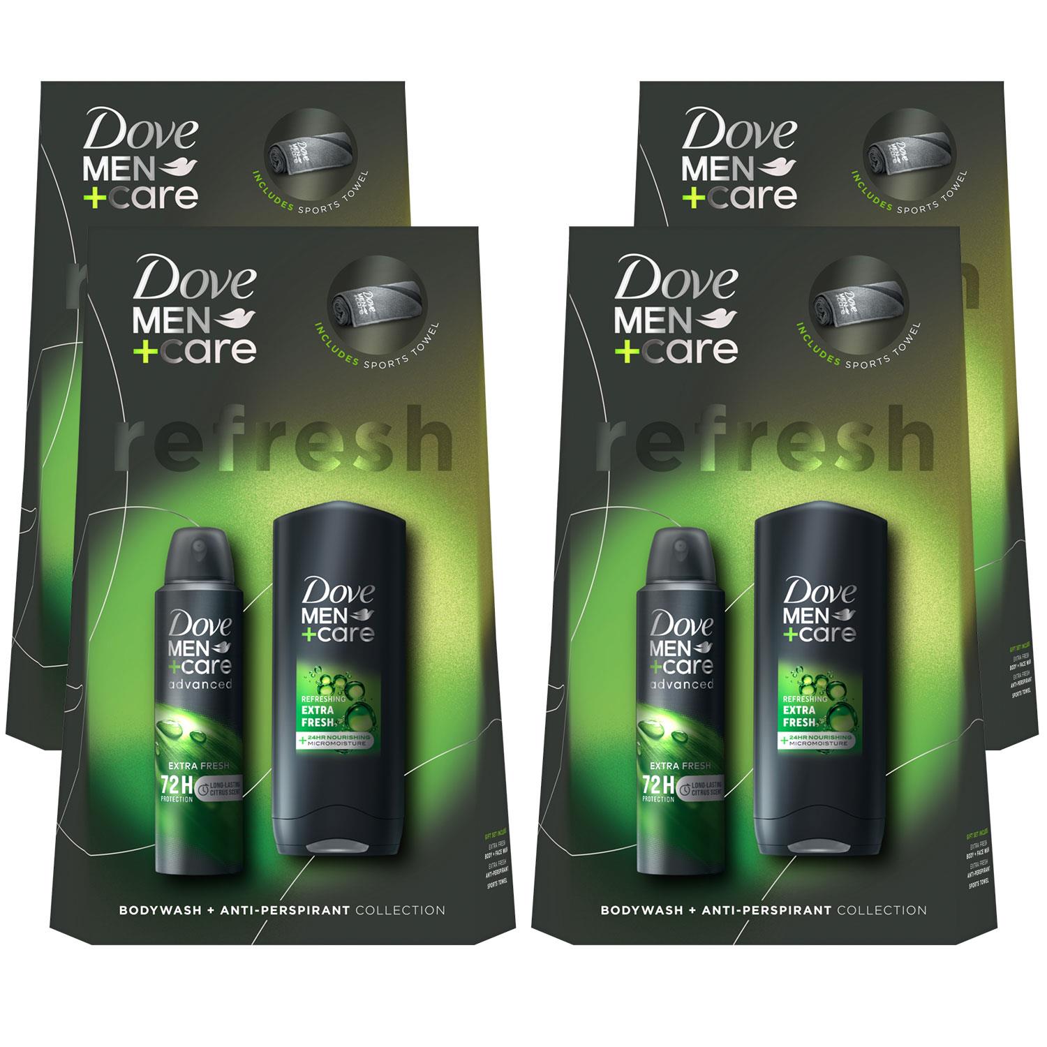 Dove Mens Extra Fresh Gift Set for Him w/ Sports Towel, 4pk - One Size