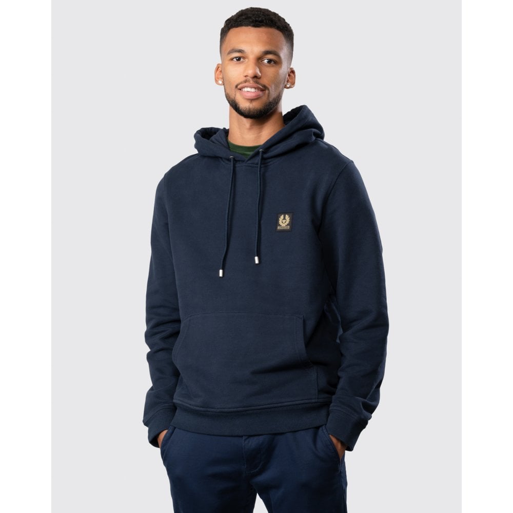 Belstaff Mens Pullover Logo Patch Hoodie - Navy - Size 2XL