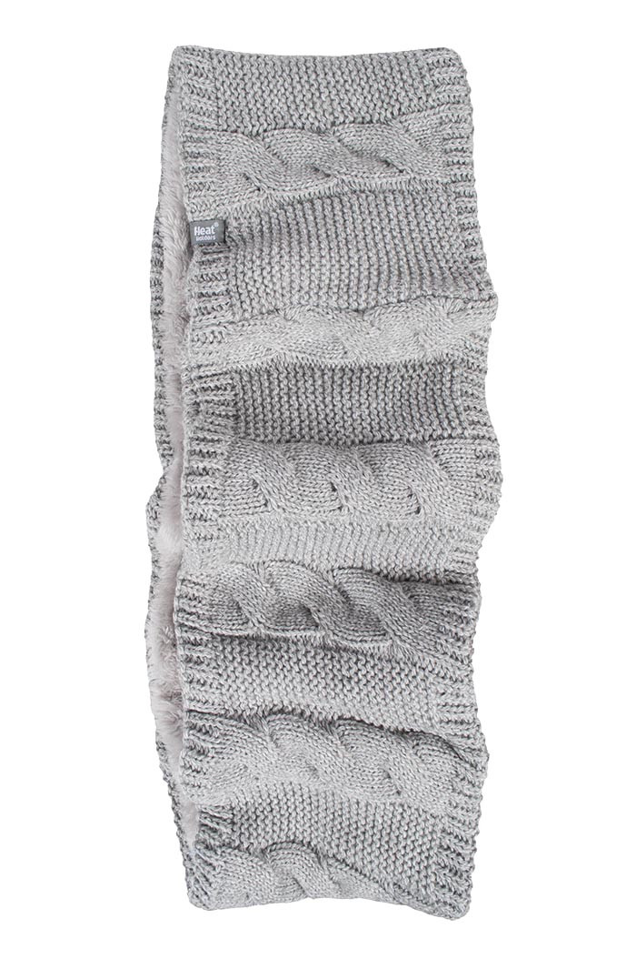 Heat Holders Womens - Ladies Winter Soft Fleece Lined Cable Knit Thermal Snood Infinity Scarf - Light Grey - One Size