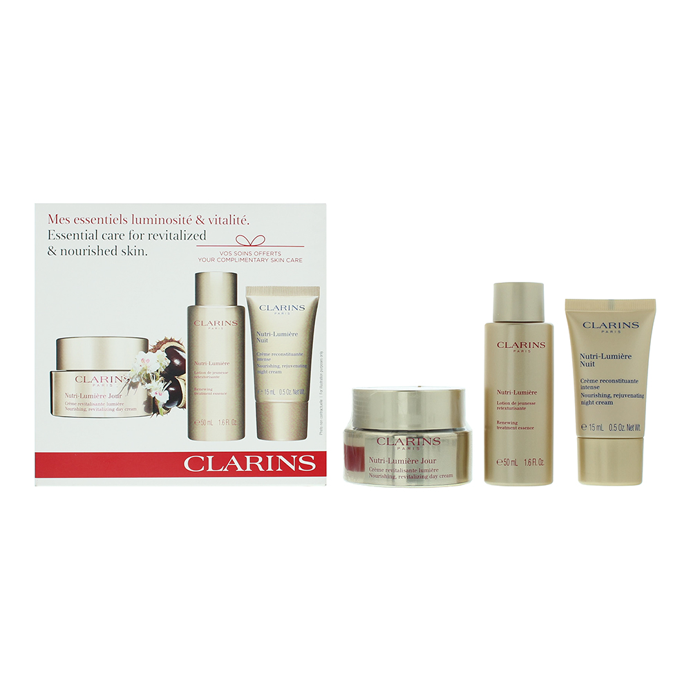 Clarins Womens My Routine Gift Set - Day Cream 50ml, Night 15ml + Treatment Essence - - One Size