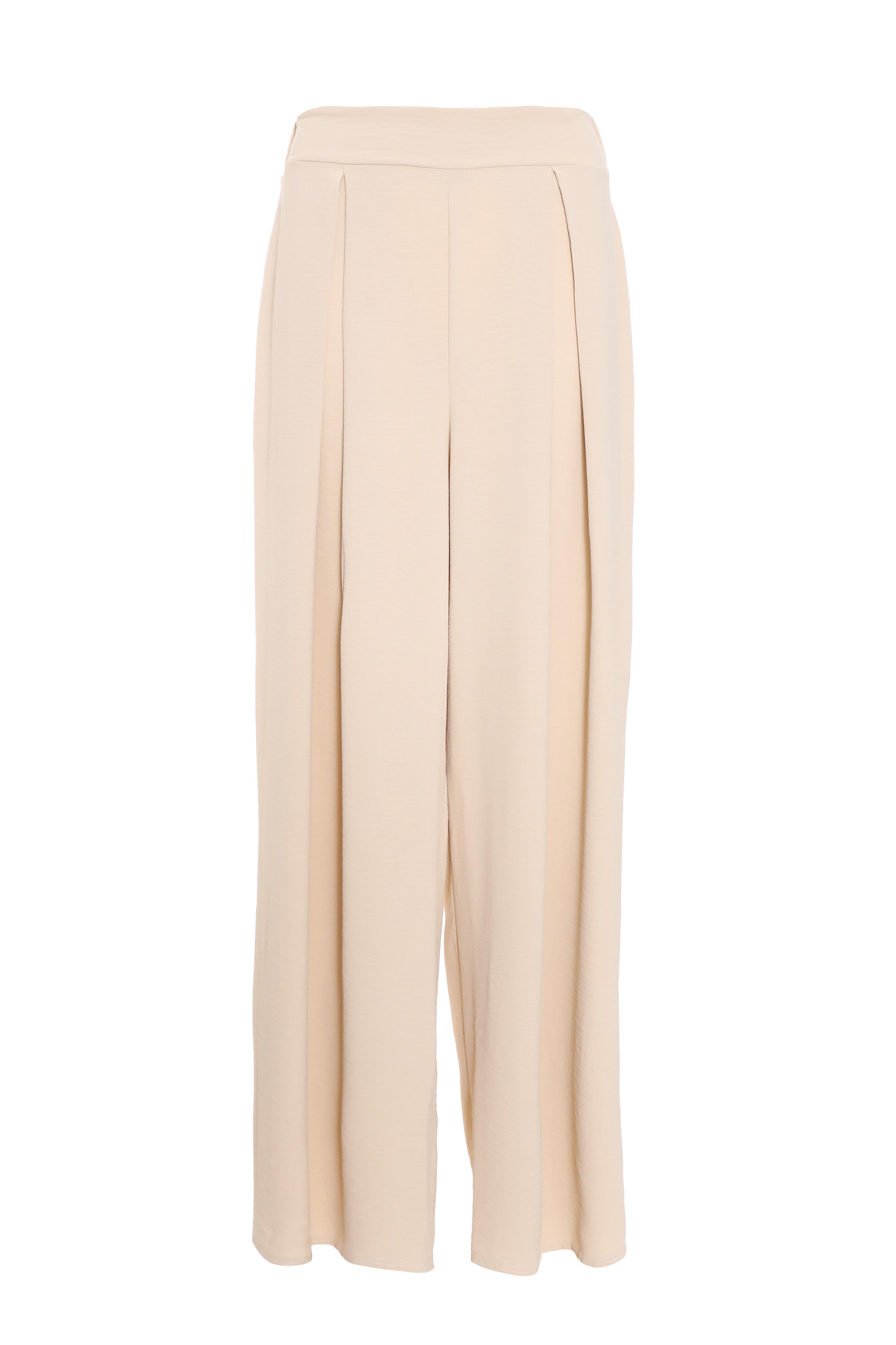 Quiz Womens Stone Textured Palazzo Trousers - Size 14 UK