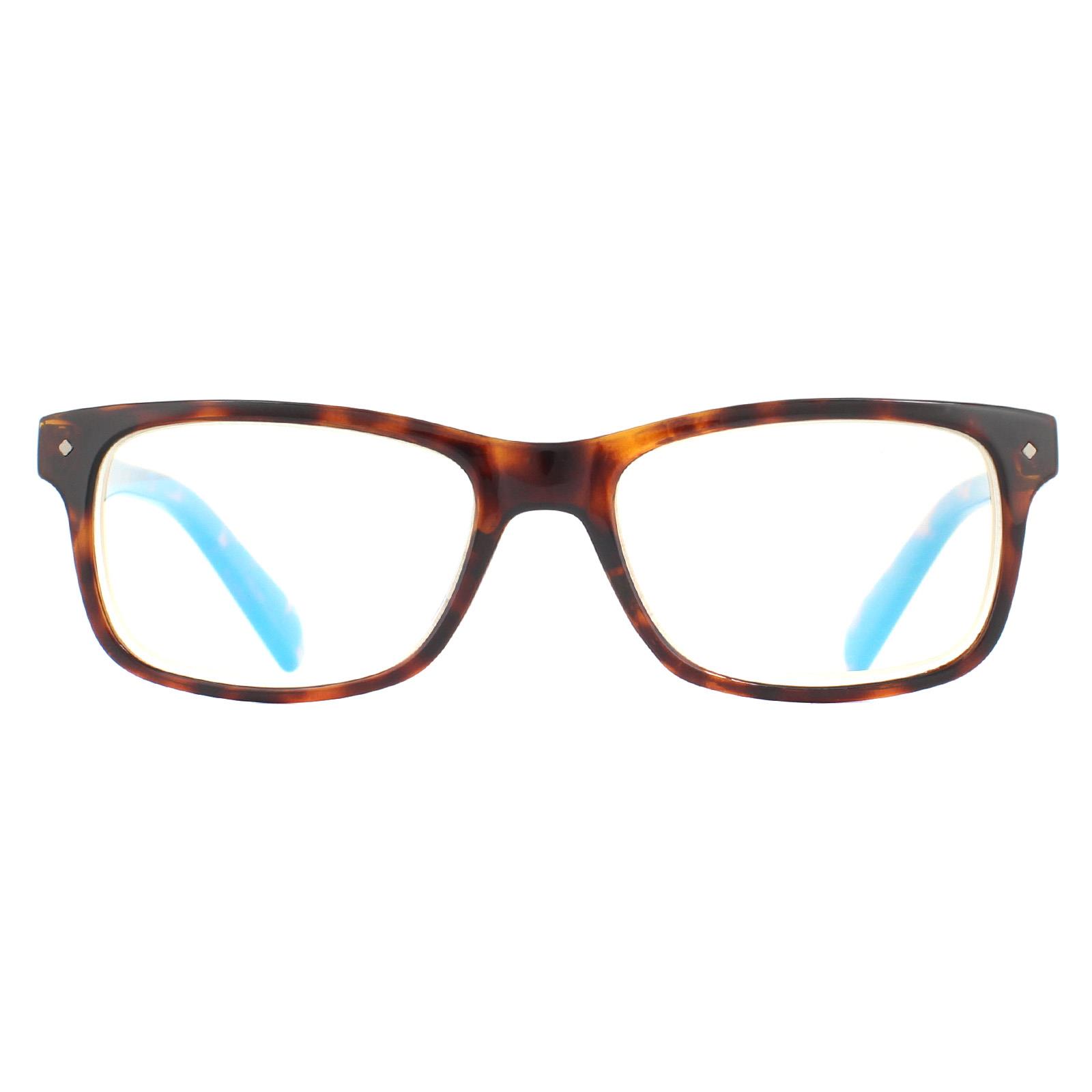 Polaroid Mens Rectangular Havana Unisex Women Glasses Frames - Brown - One Size