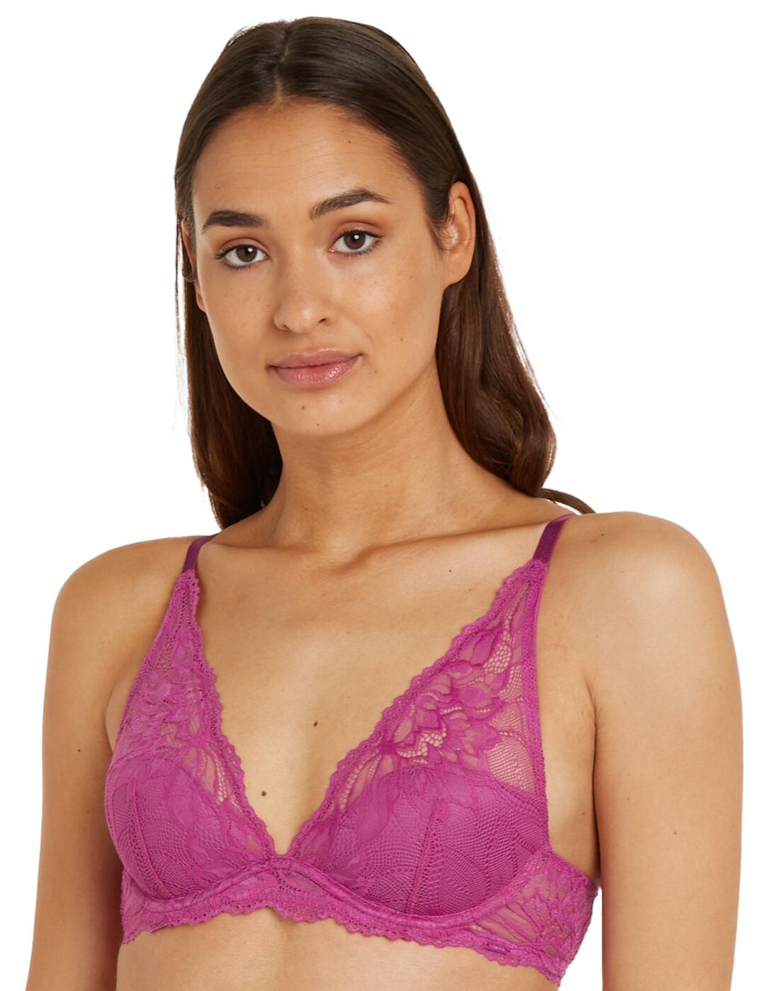 Calvin Klein Womens 000QF6396E Seductive Comfort Plunge Bra - Pink Nylon - Size 34D