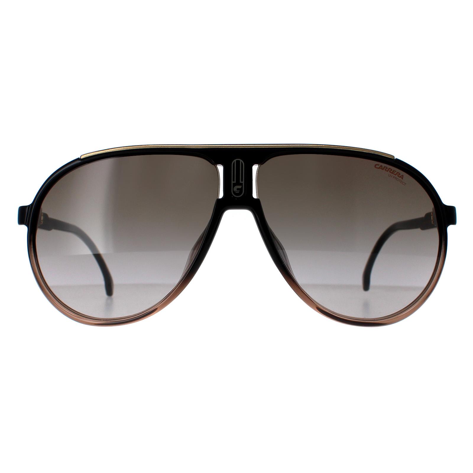 Carrera Aviator Mens Black Brown Shade Gradient Champion 65/N - One Size