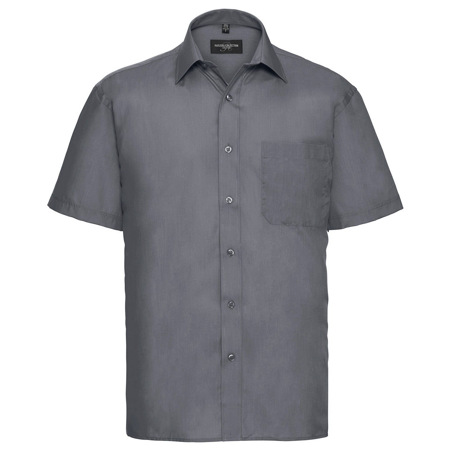 Russell Athletic Collection Mens Poplin Easy-Care Short-Sleeved Shirt (Convoy Grey) - Dark Grey - Size 18.5 inch