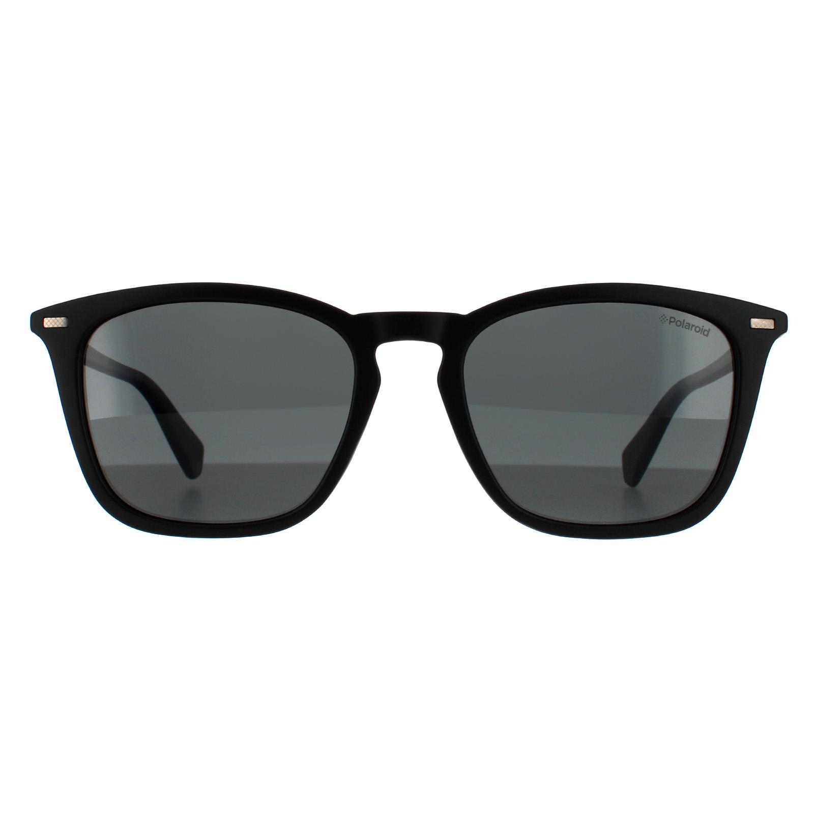 Polaroid Lightweight Square Unisex Matte Grey Polarized Sunglasses - Black, Size: 52x19x145mm - Size 52x19x145mm