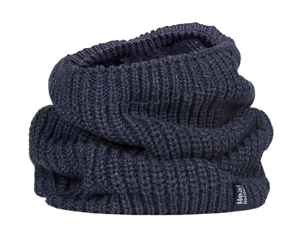 Heat Holders - Mens Fleece Lined Chunky Knit Thermal Neck Warmer - Navy - One Size