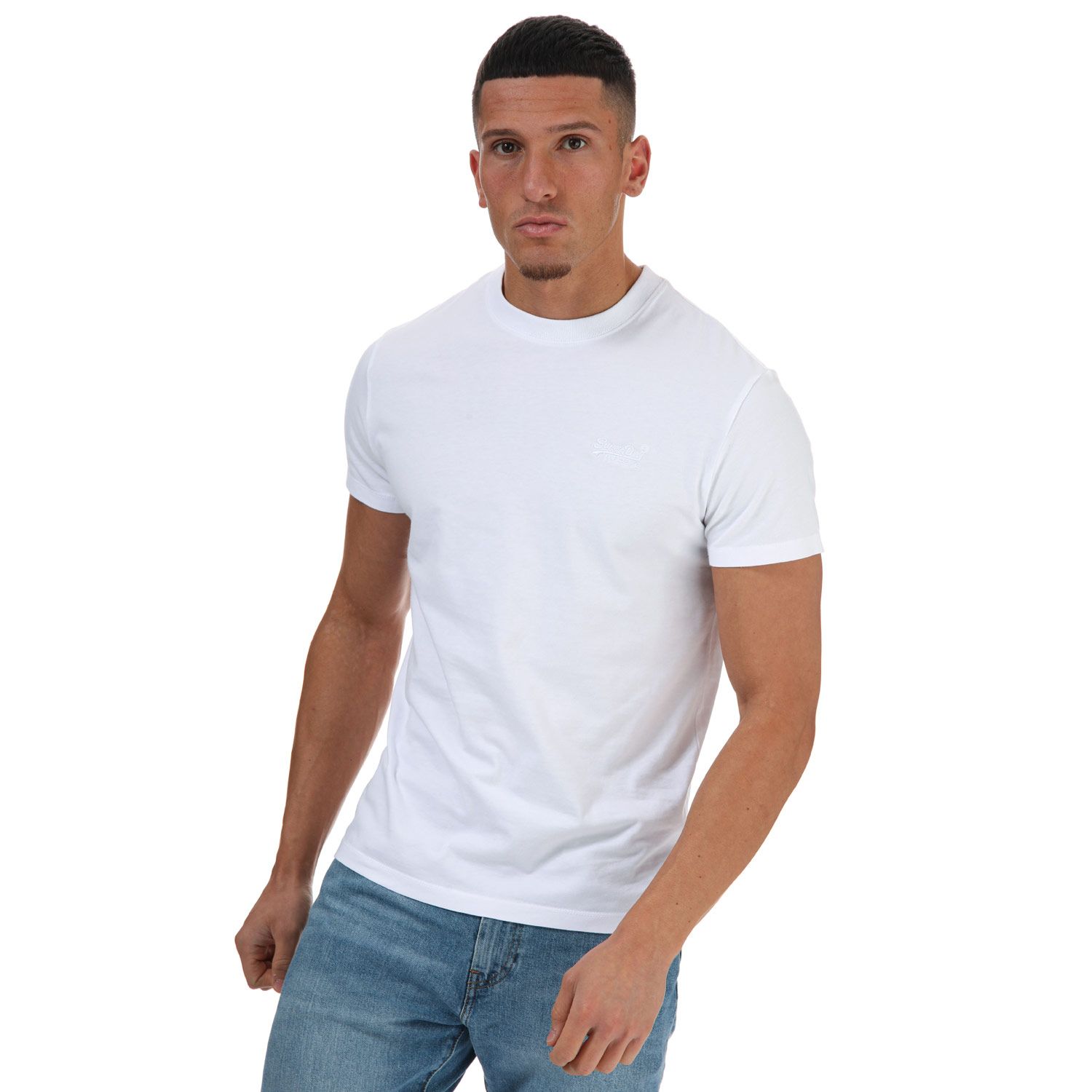 Superdry Mens Vintage Logo Embroidered T-Shirt in White material_cotton - Size X-Large