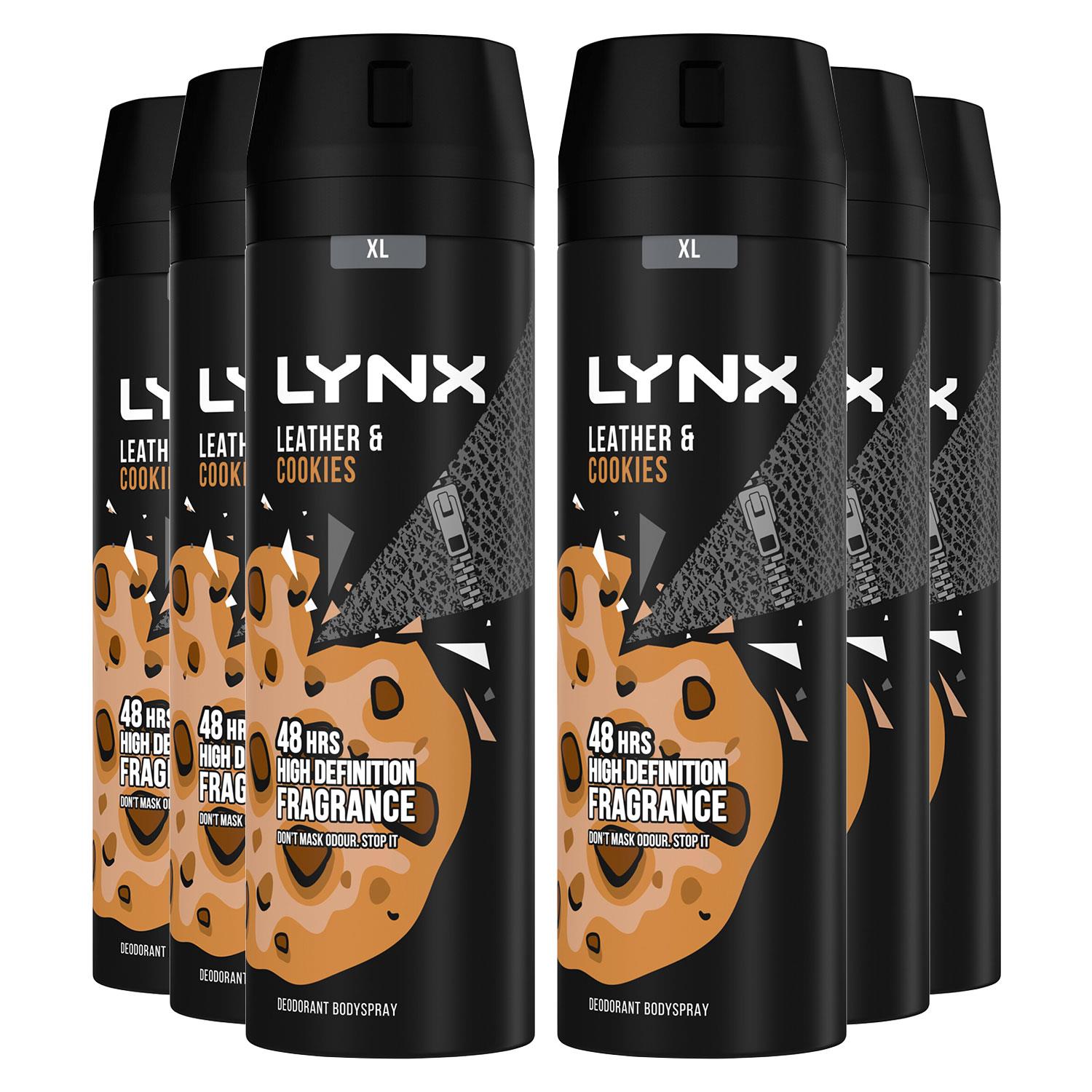 Lynx Mens XL 48-H High Definition Fragrance Leather & Cookies Body Spray 6 Pk, 200ml - NA - One Size