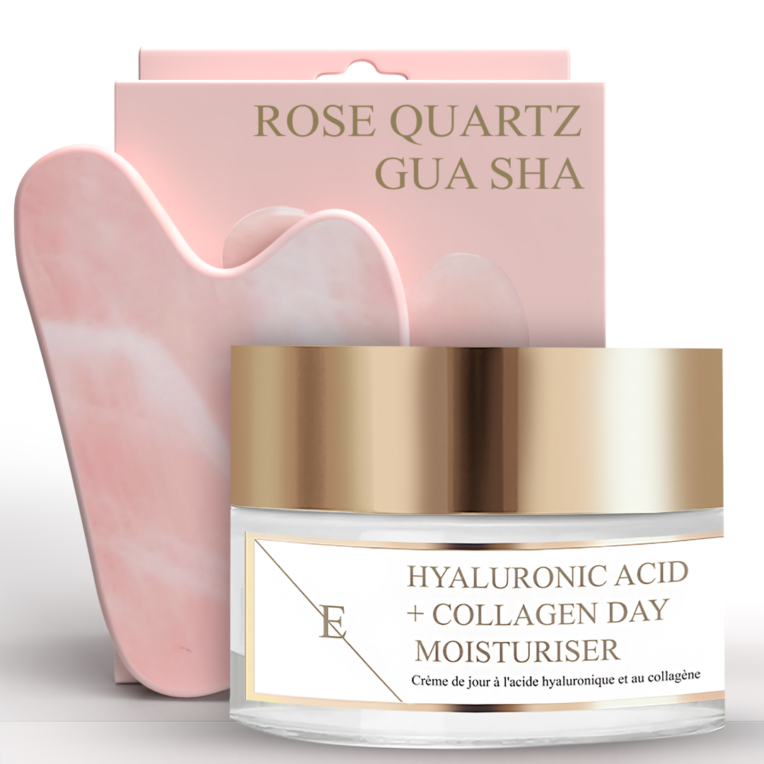 Eclat Skin London Hyaluronic acid & Collagen Day Cream 50ml + Rose Quartz Gua sha - One Size