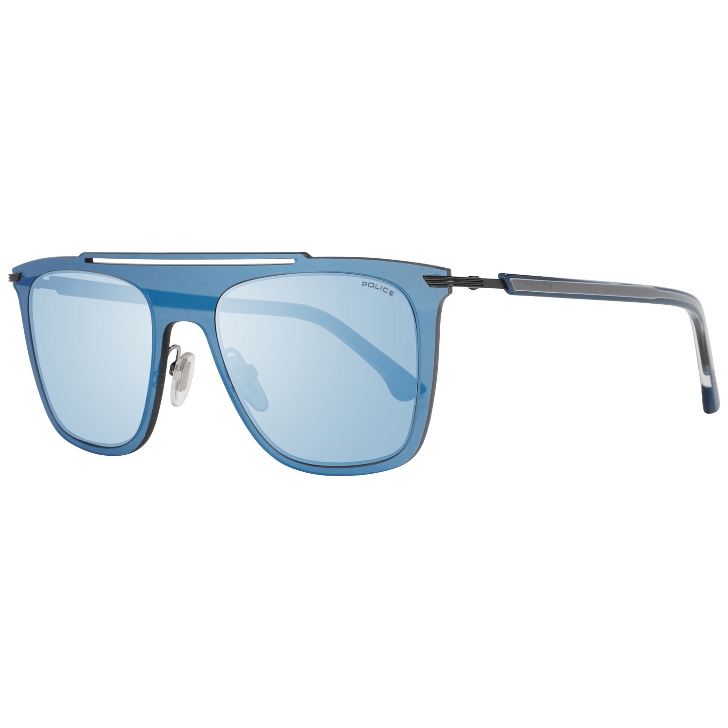 Police Mens Mirrored Rectangle Sunglasses - Blue - One Size