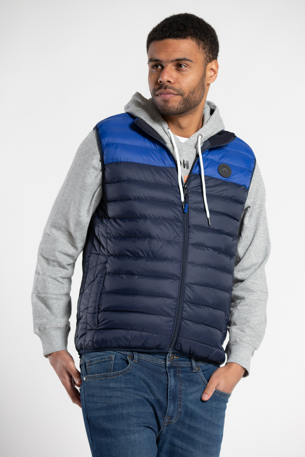 Tokyo Laundry Mens Colour Block Padded Gilet - Blue Nylon - Size X-Large