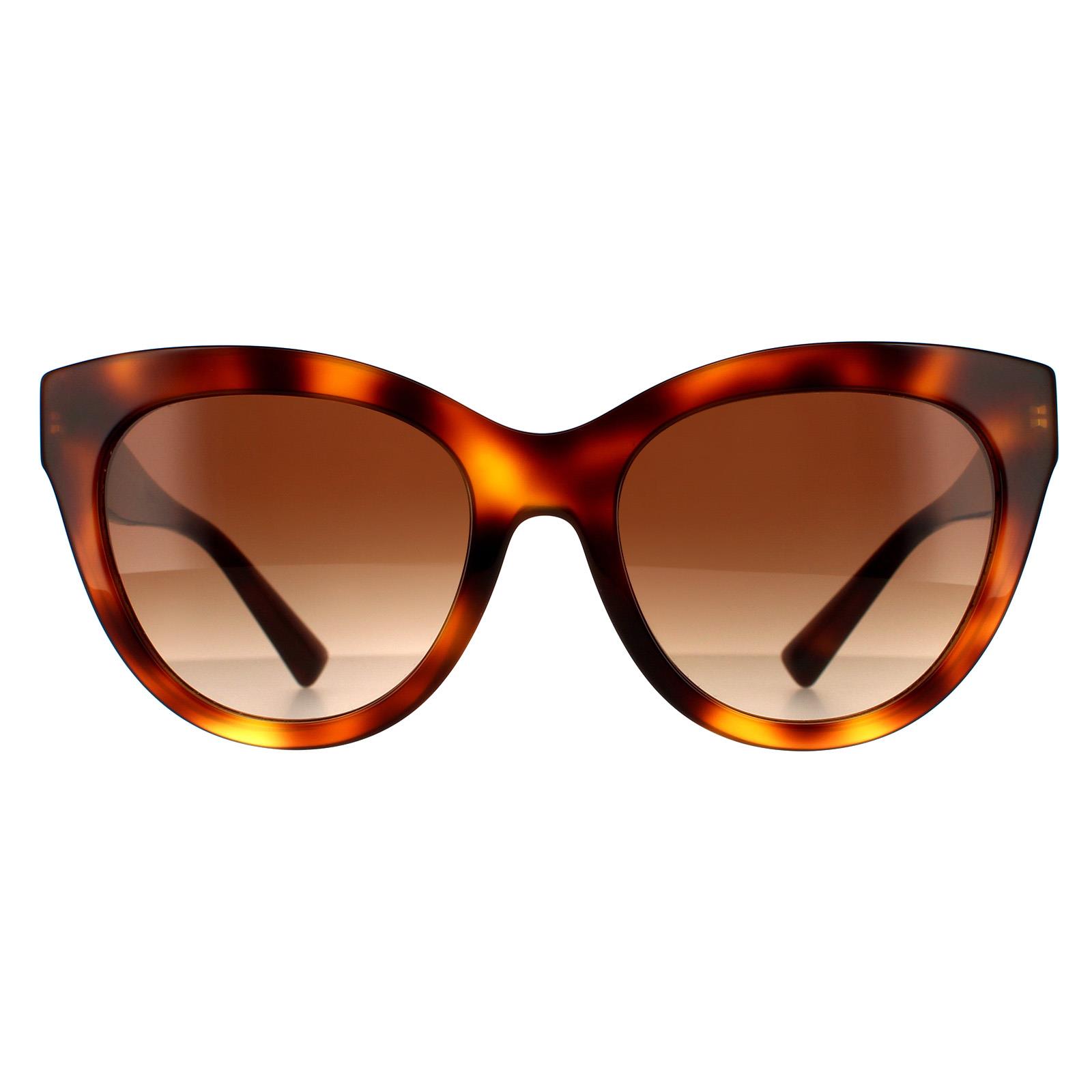 Valentino Cat Eye Womens Light Havana Brown Gradient Sunglasses - One Size