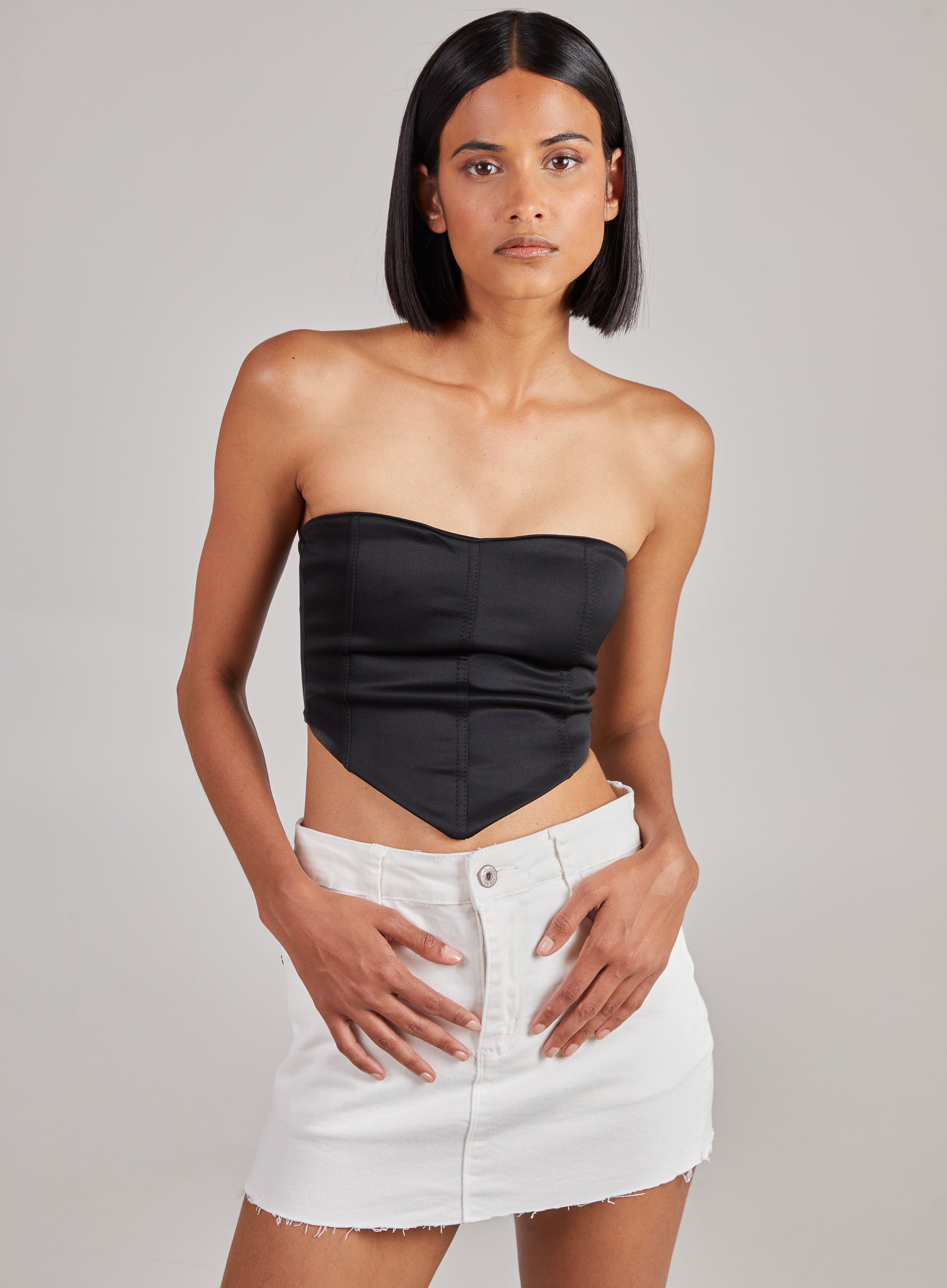 Pink Vanilla Womens Seam Detail Corset Top - Black - Size 6 UK - Secret Sales