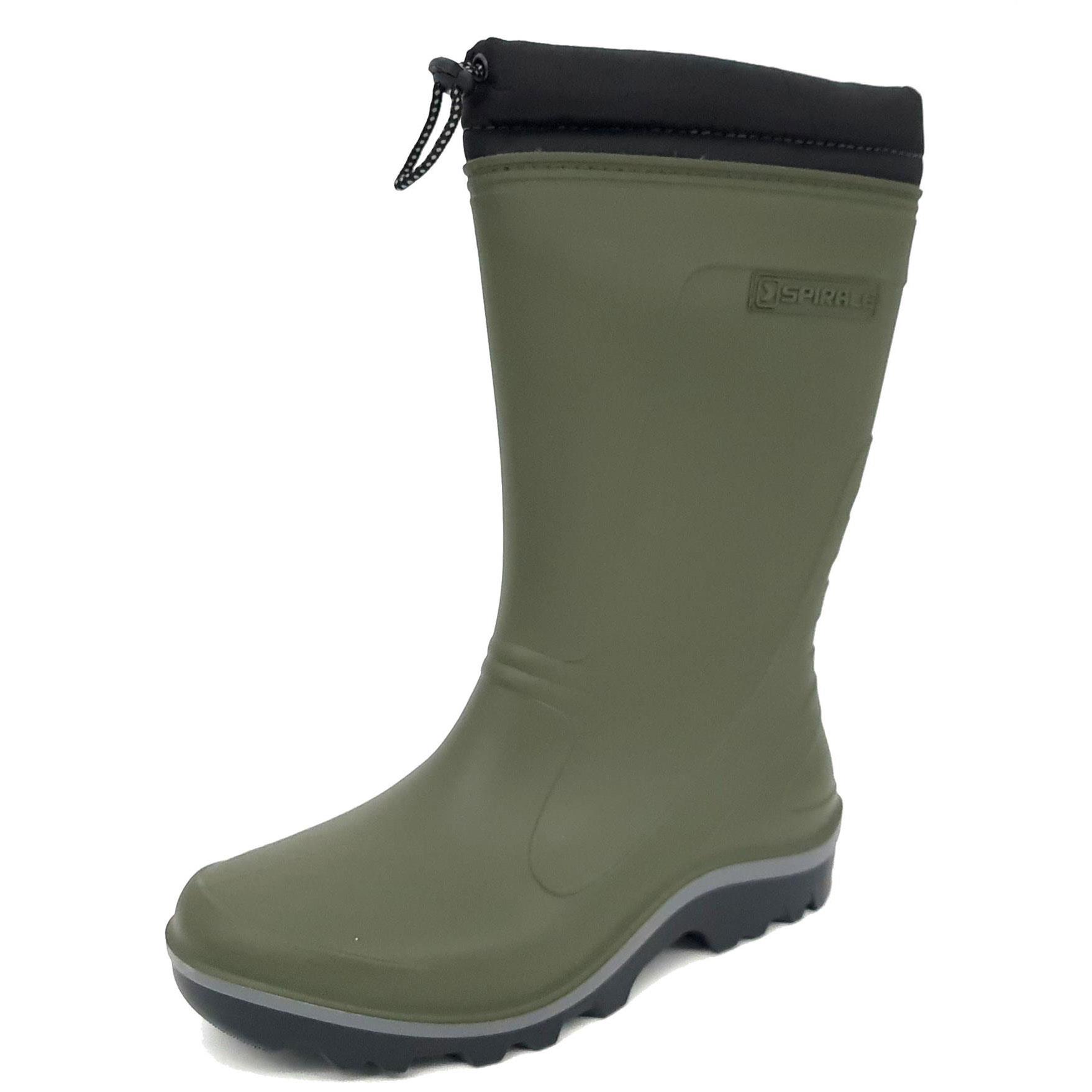 Spirale Stratos Warm Fleece Green Unisex Wellington Wellie Tie Top Boots - Size UK 4