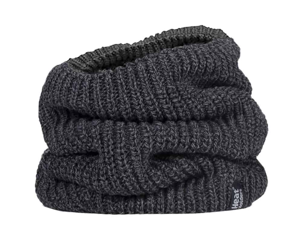 Heat Holders - Mens Fleece Lined Chunky Knit Thermal Neck Warmer - Charcoal - One Size