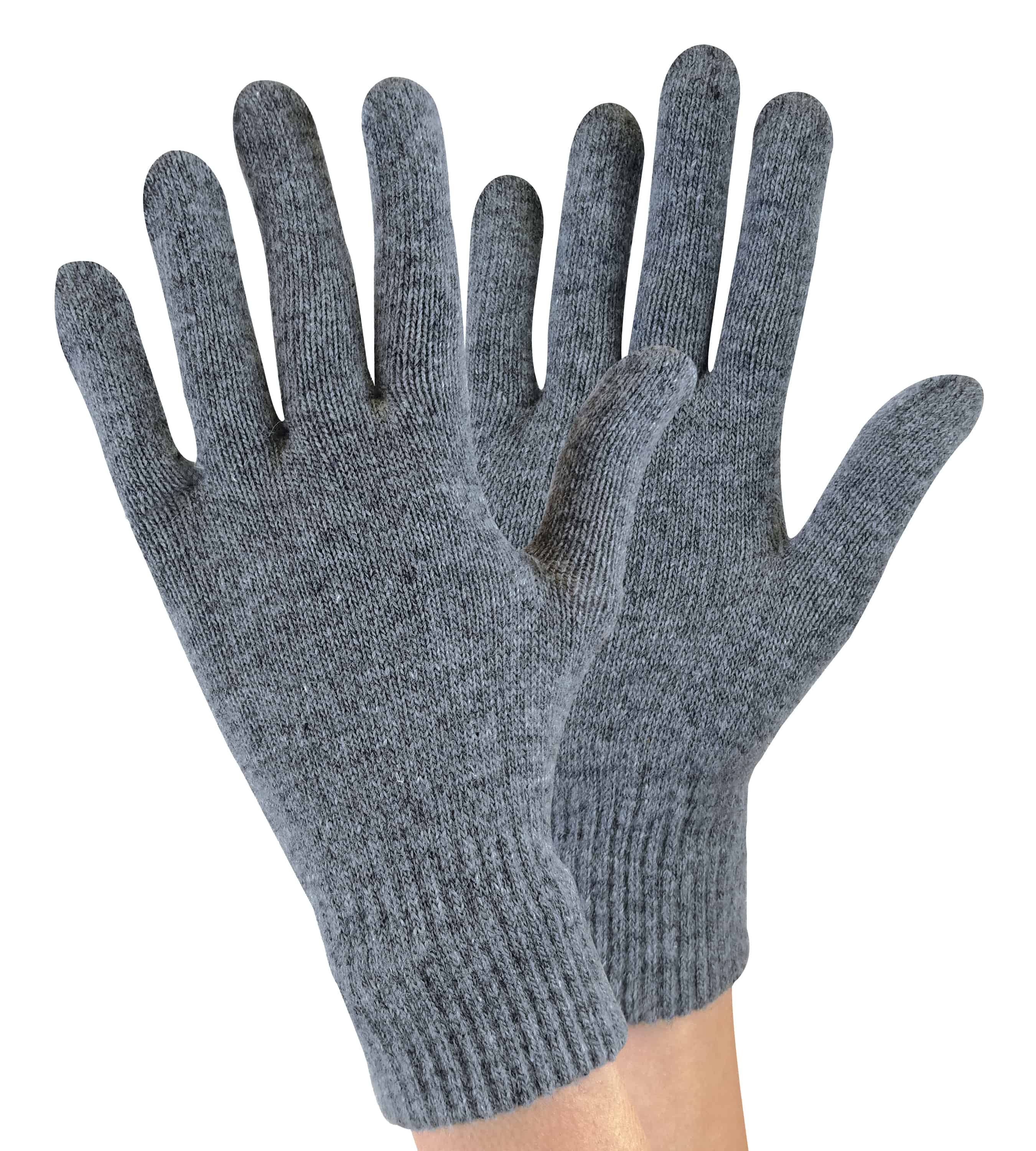 Sock Snob Ladies / Womens Knitted Magic Thermal Wool Gloves for Cold Weather - Grey Spandex - One Size