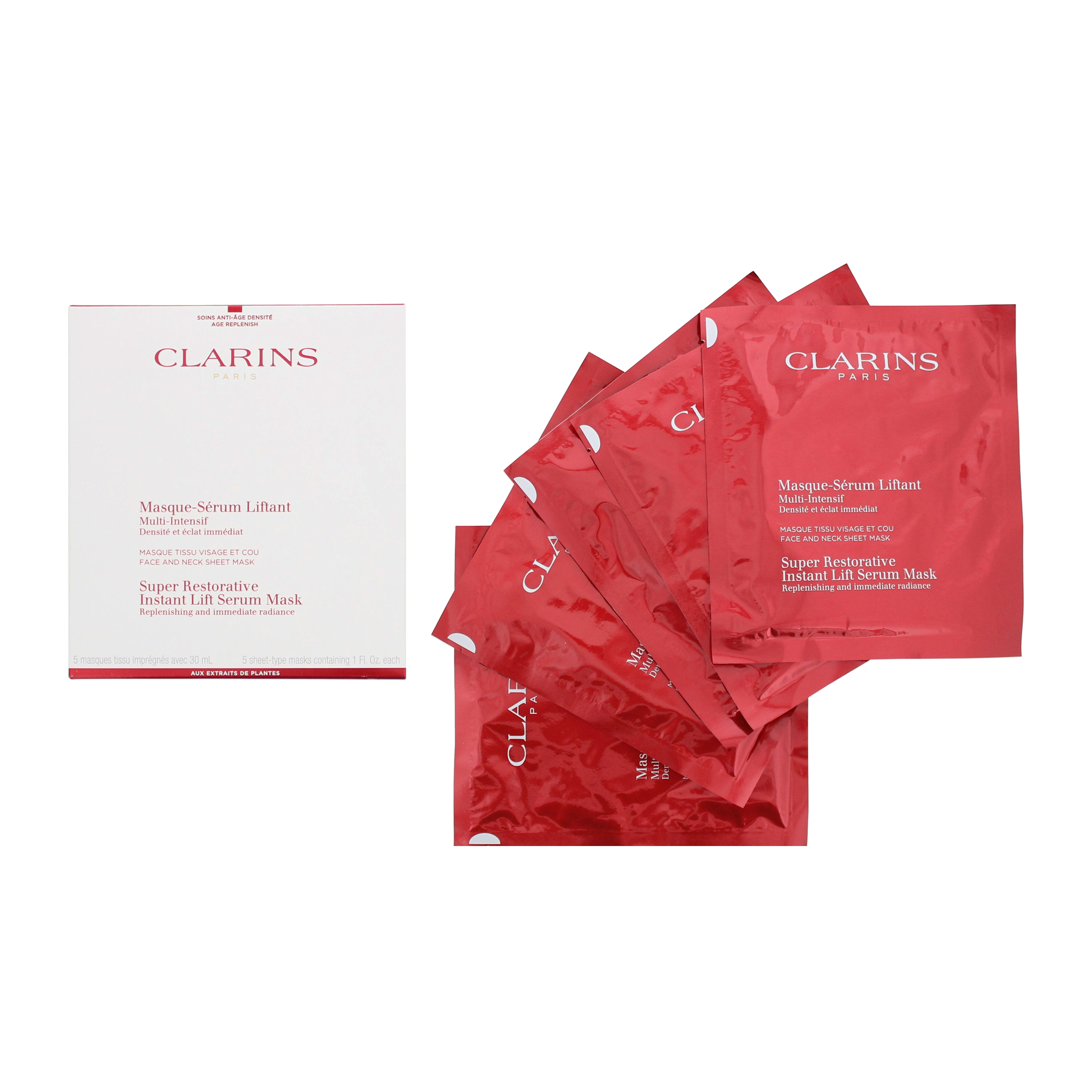 Clarins Womens Super Restorative Instant Lift Serum Mask 5 x 30ml x 2 - NA - One Size