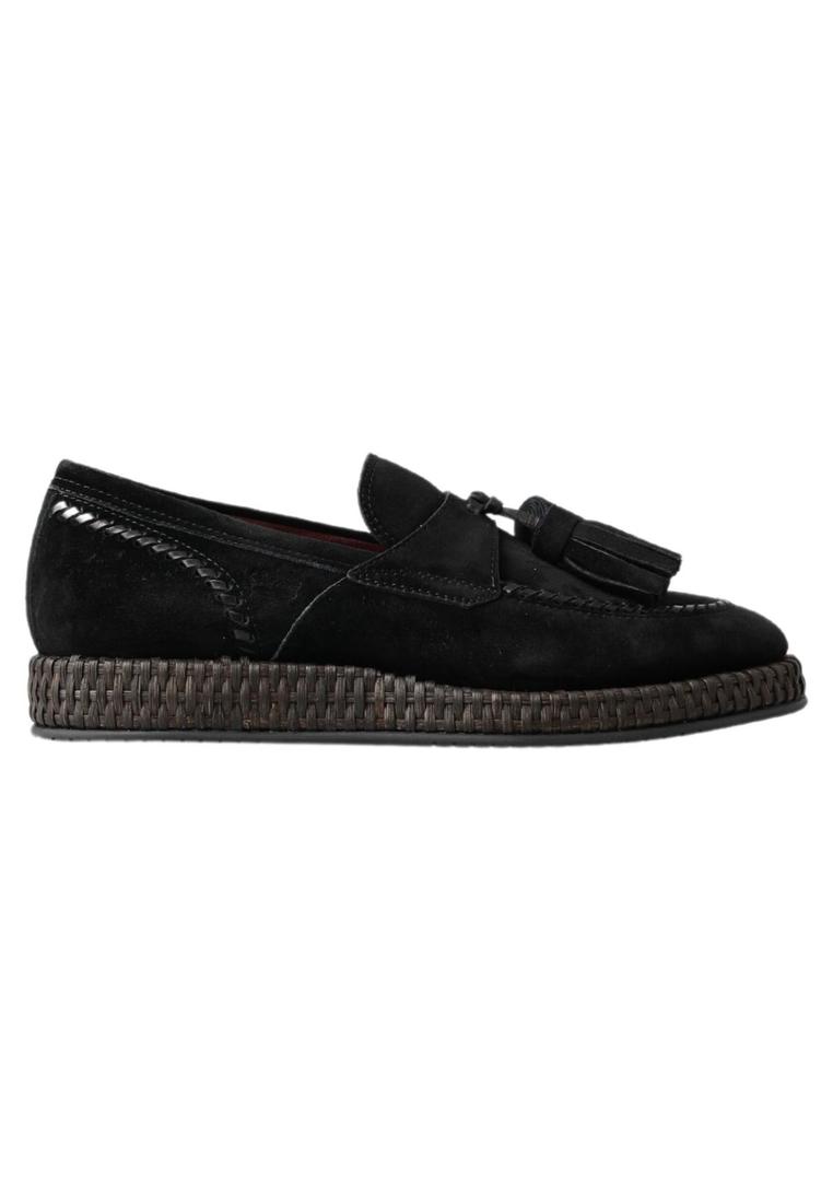 Dolce & Gabbana Mens Black Suede Leather Casual Espadrille Shoes - Size EU 39